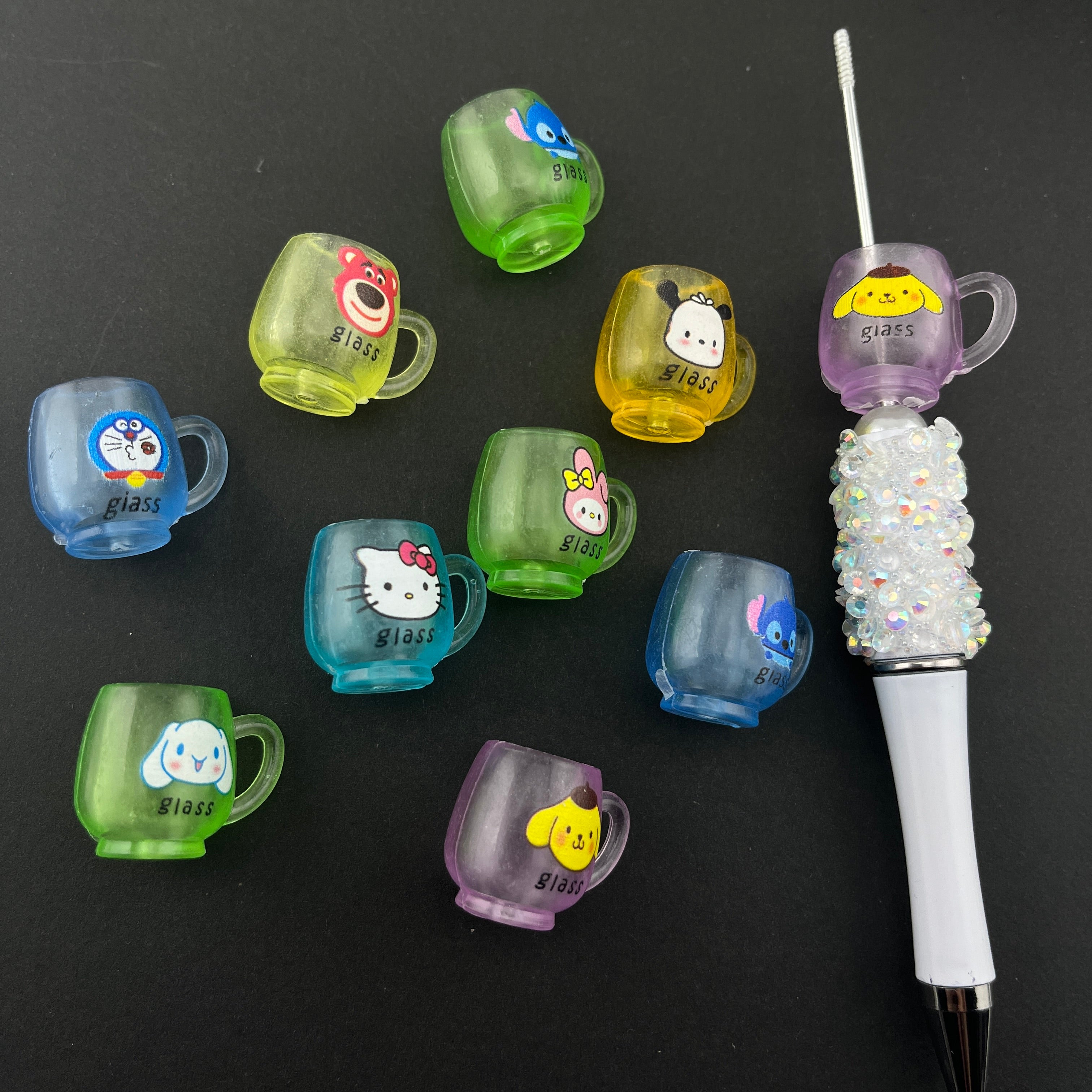 FS2062-Random Mixed Color Sanrio Cup Resin Beads Fit For Beadable Pens