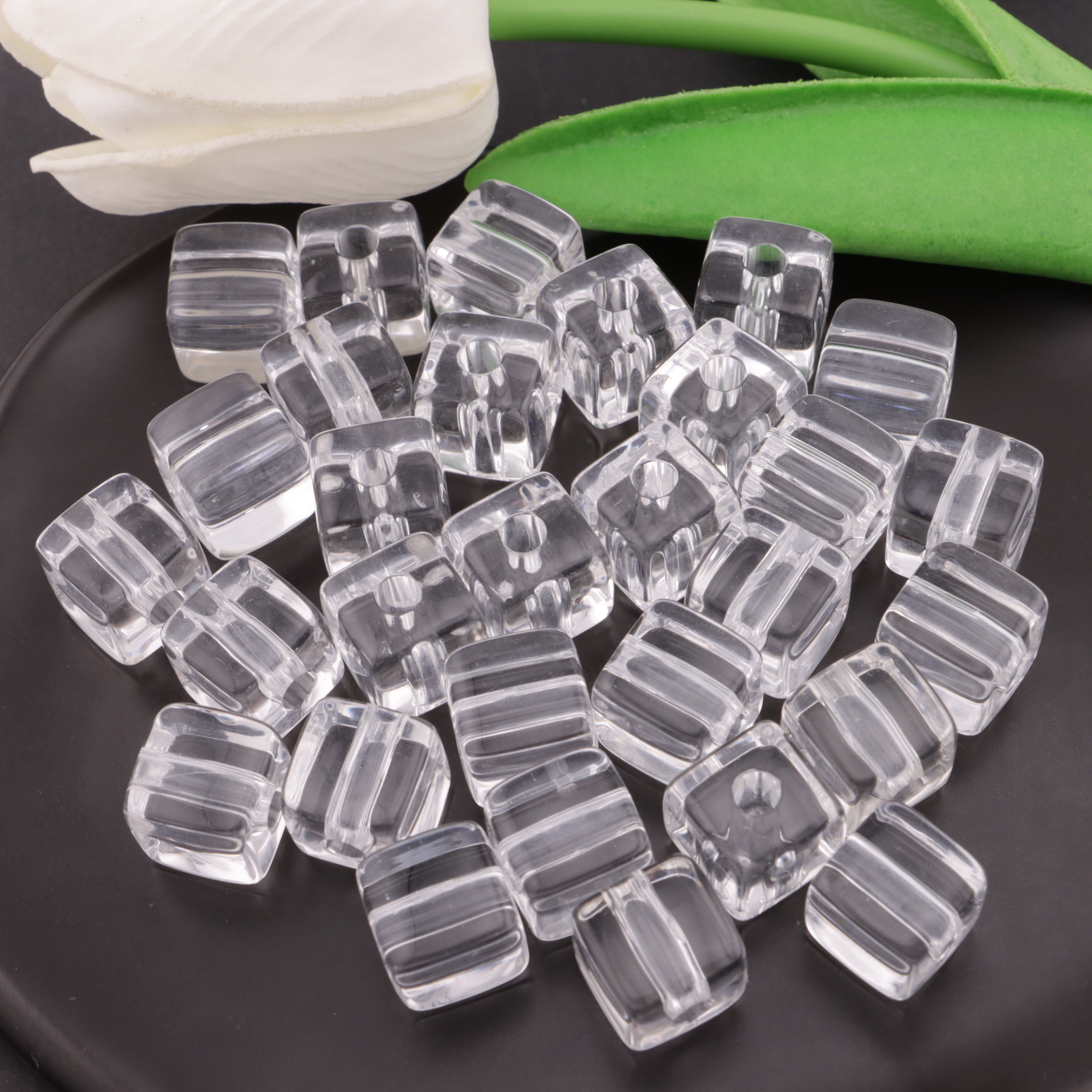 FS4590- 12mm Clear Cubes Beads Transparent Square Beads Fit For Pen