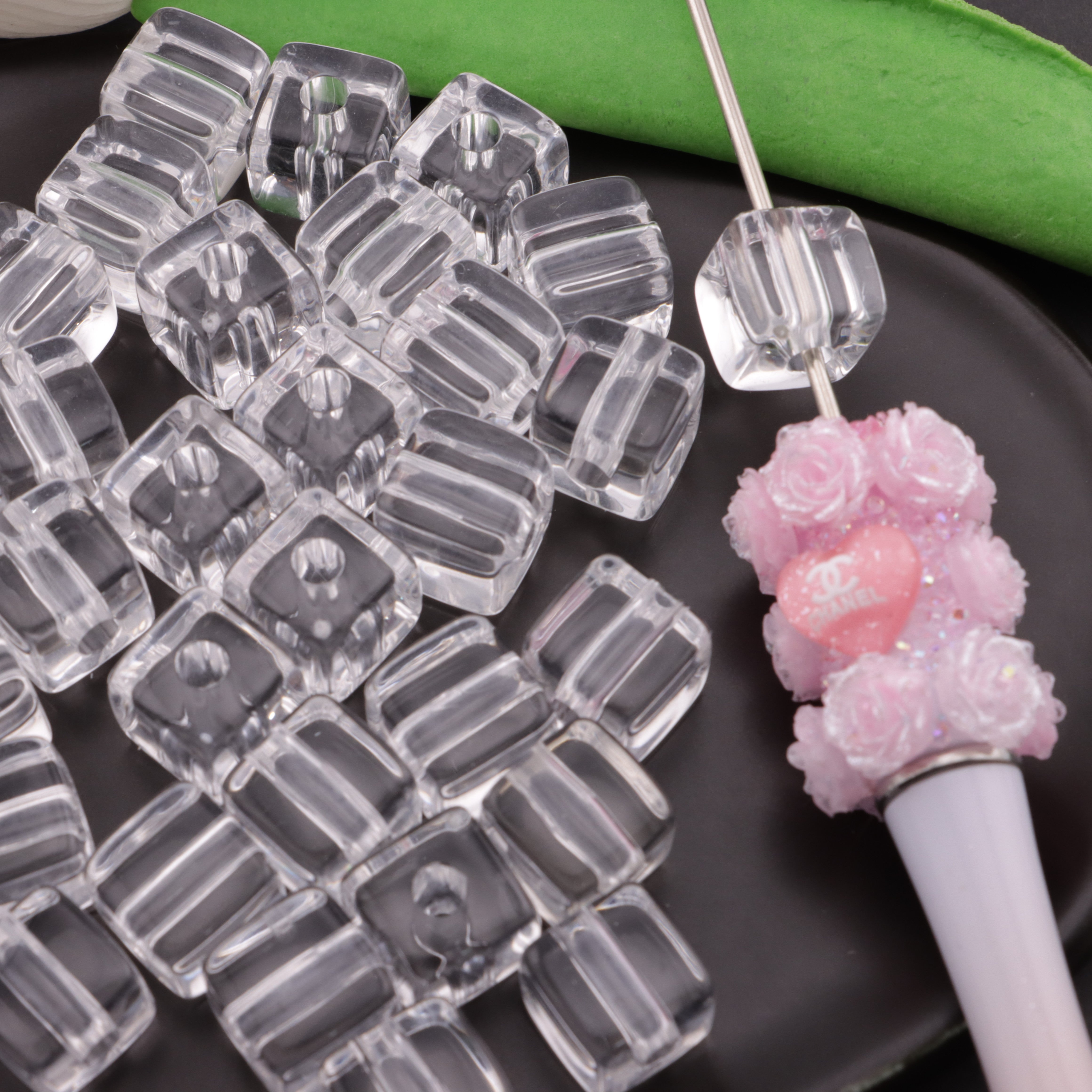 FS4590- 12mm Clear Cubes Beads Transparent Square Beads Fit For Pen