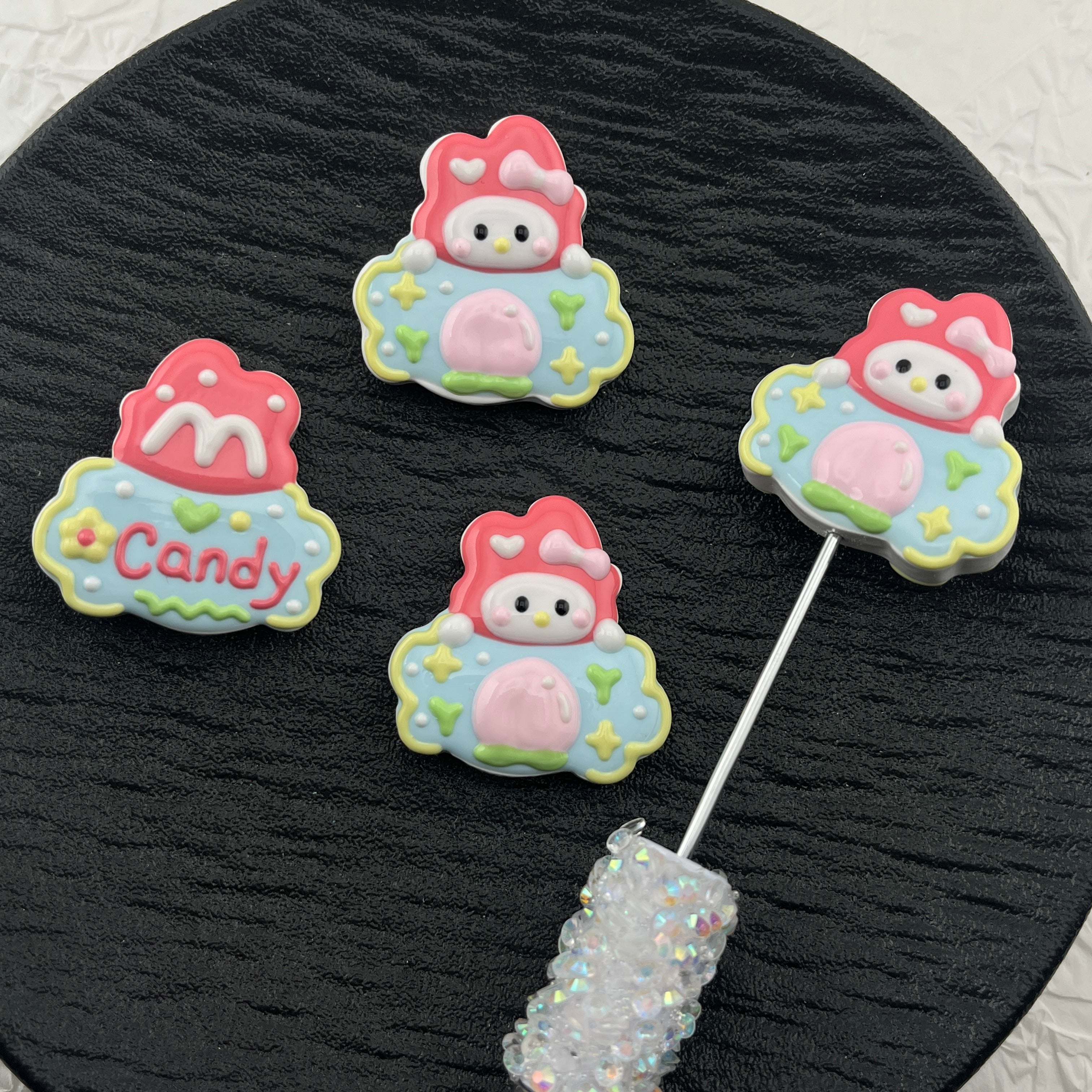 FS1868-Cute My Melody Hand Painted Acrylic Beads Fit For Beadable Pens