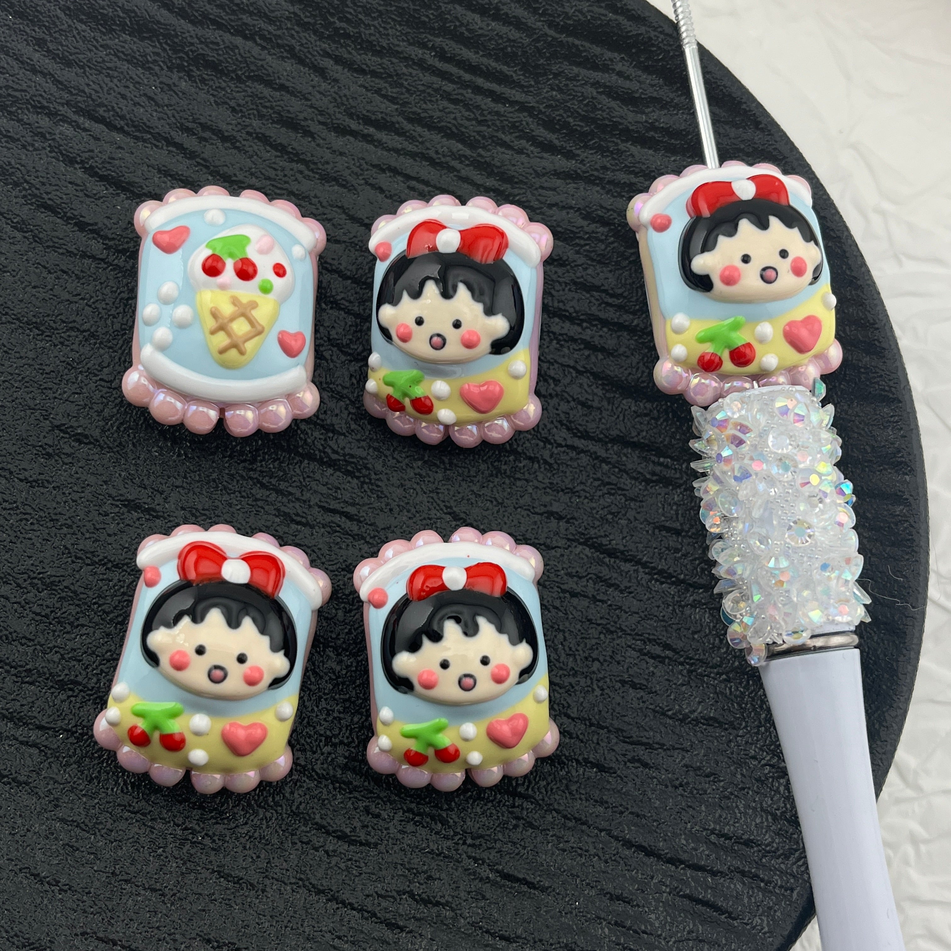 FS1885-Cute Hand Painted Acrylic Beads Fit For Beadable Pens