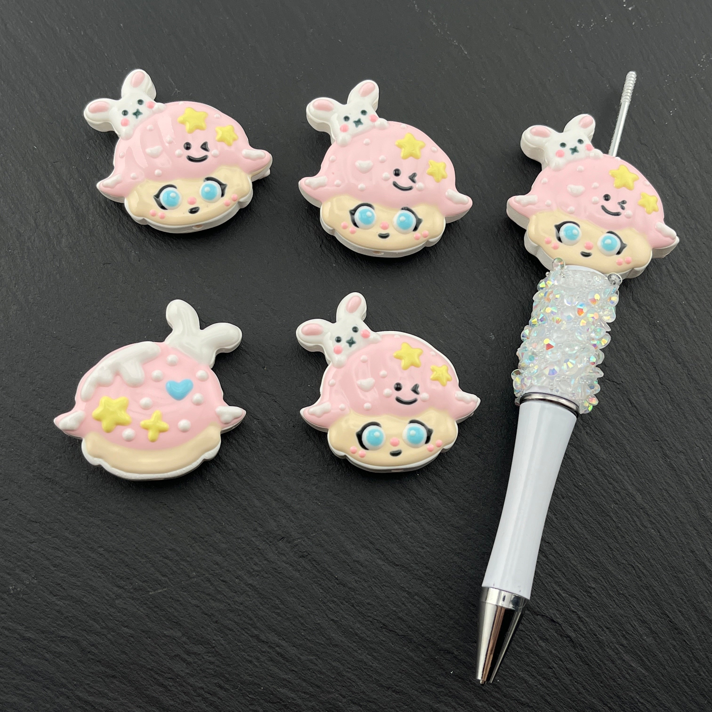 FS1827-Cute Boy Hand Painted Acrylic Beads Fit For Beadable Pens