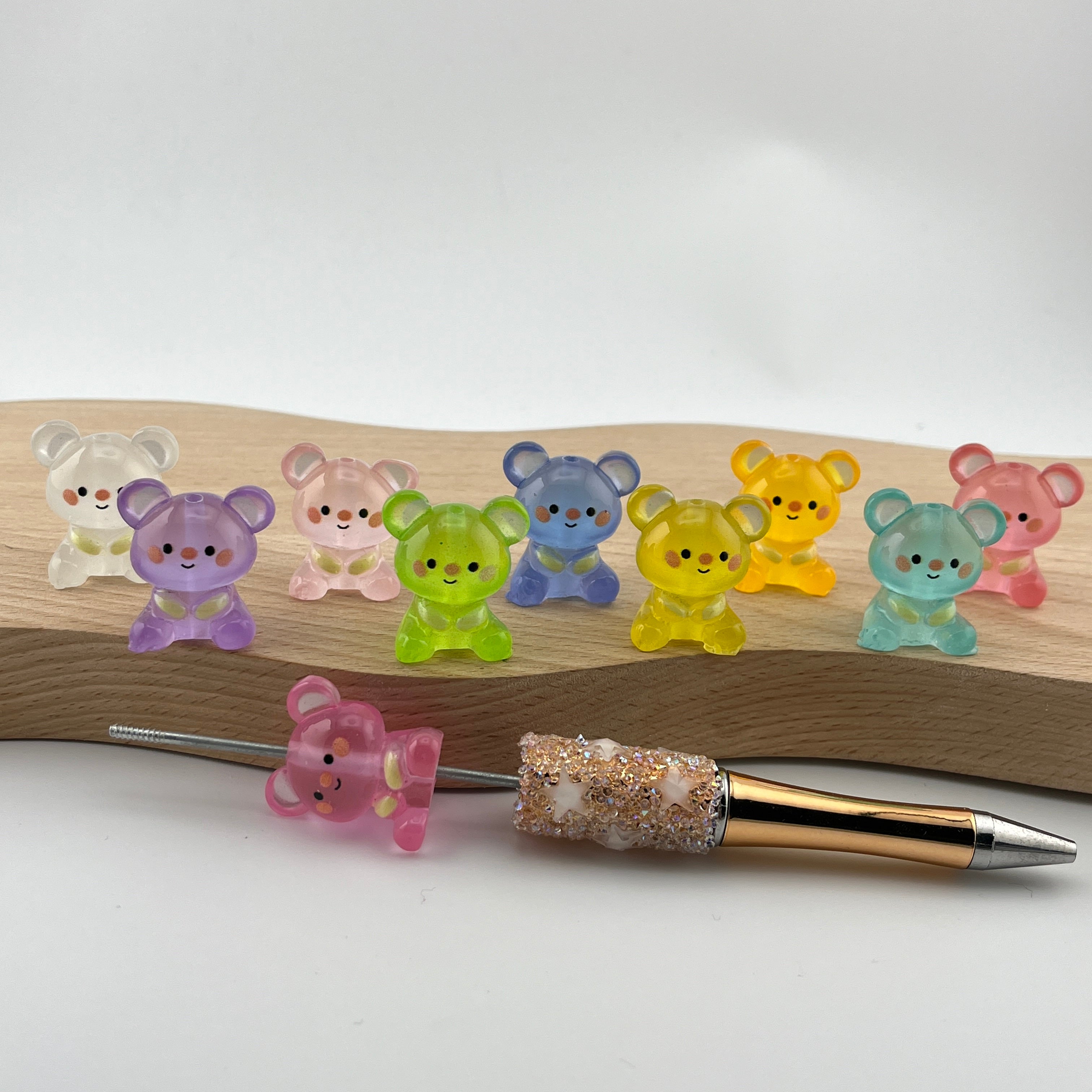 FS0405-Glowing Cute Bear Resin Beads Fit For Beadable Pens