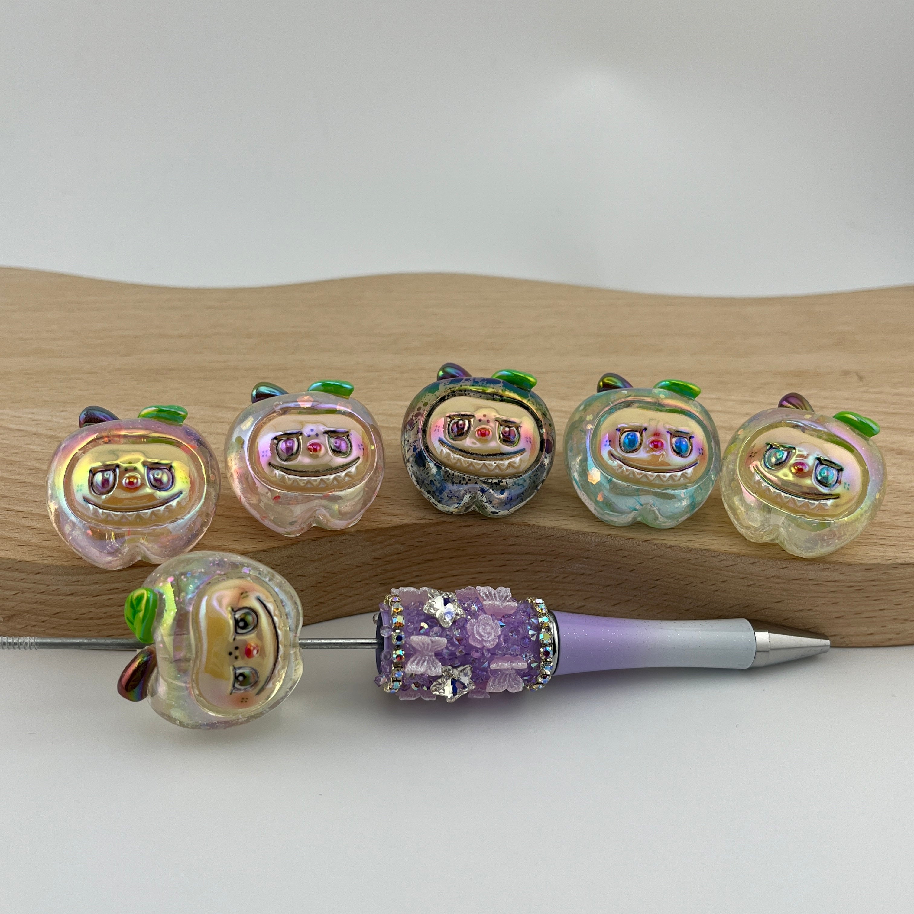 FS2066-Apple Glowing Labubu Resin Beads Fit For Beadable Pens