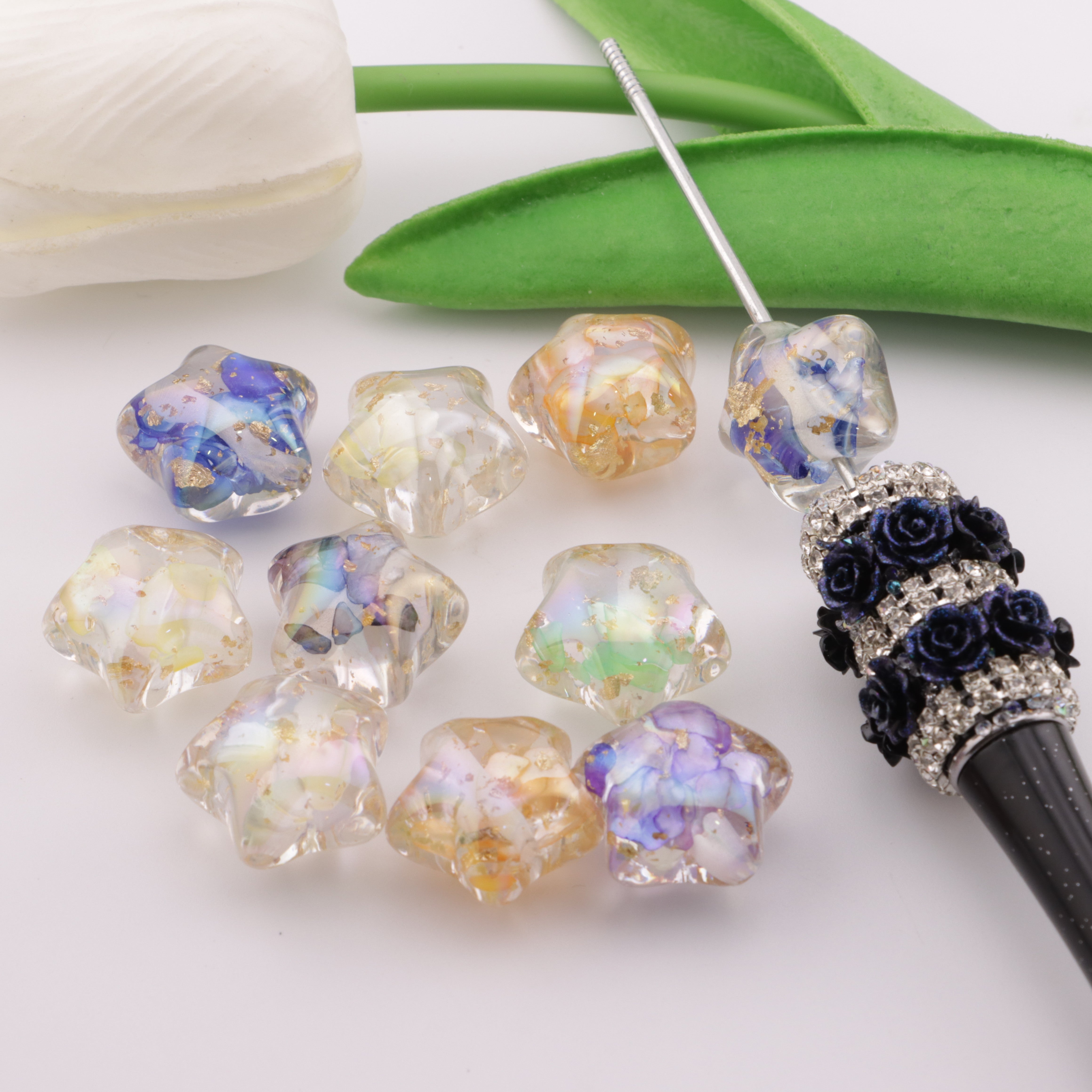 FS3755- 18×18mm Five - pointed Star Shell Resin Beads