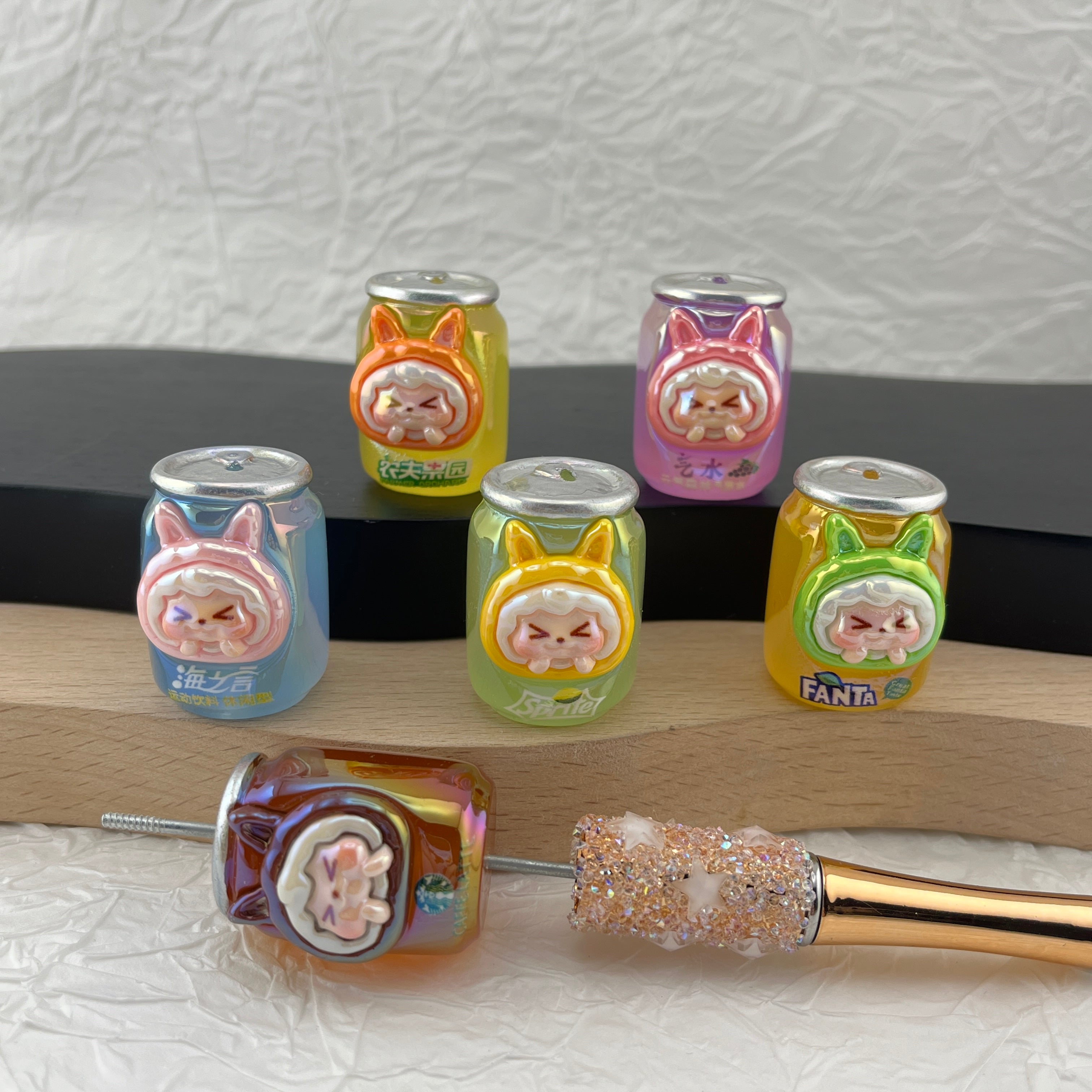 FS1917-Glowing Labubu Bottle Resin Beads Fit For Beadable Pens