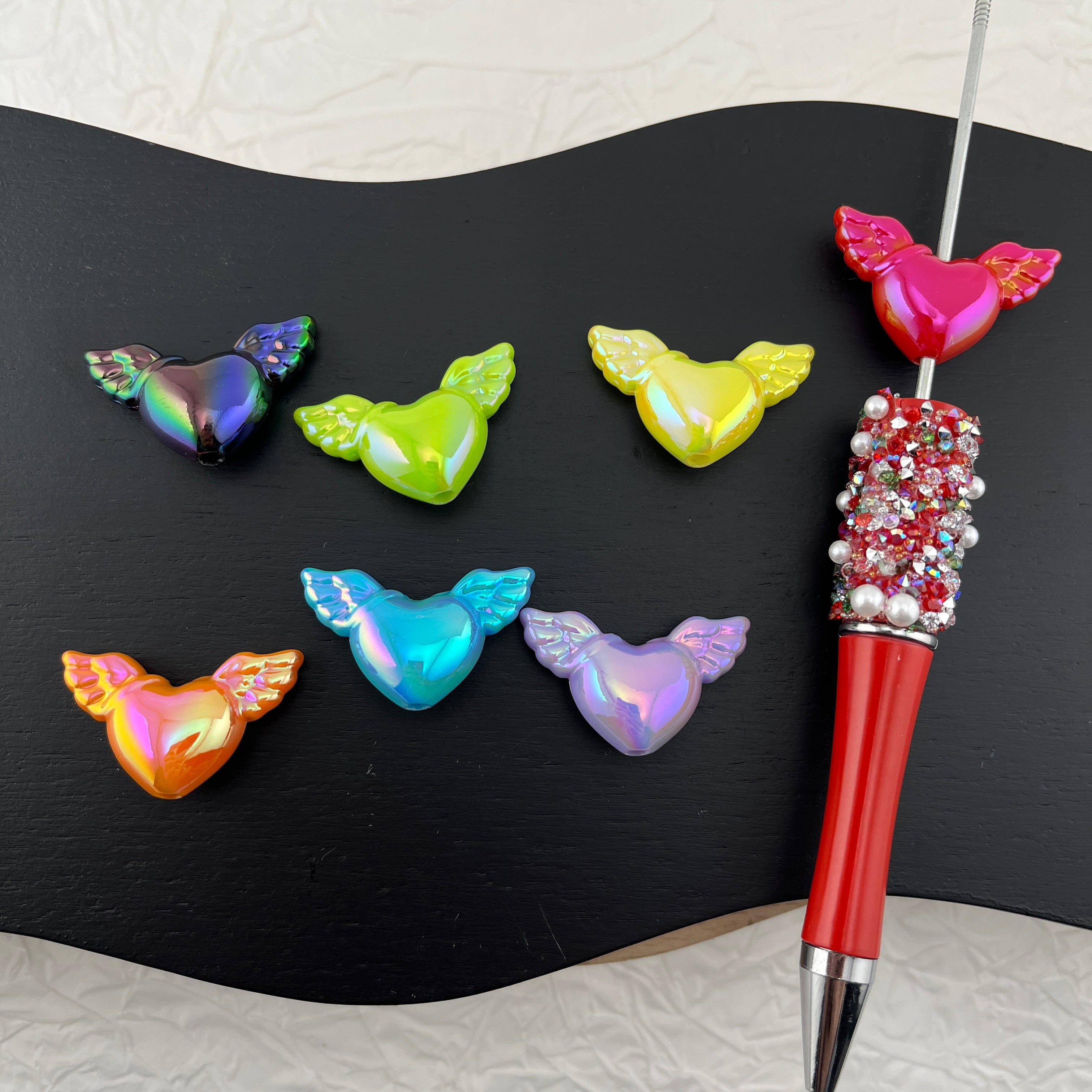 FS1844-Random Mixed Color Angle Wing Acrylic Beads Fit For Beadable Pens