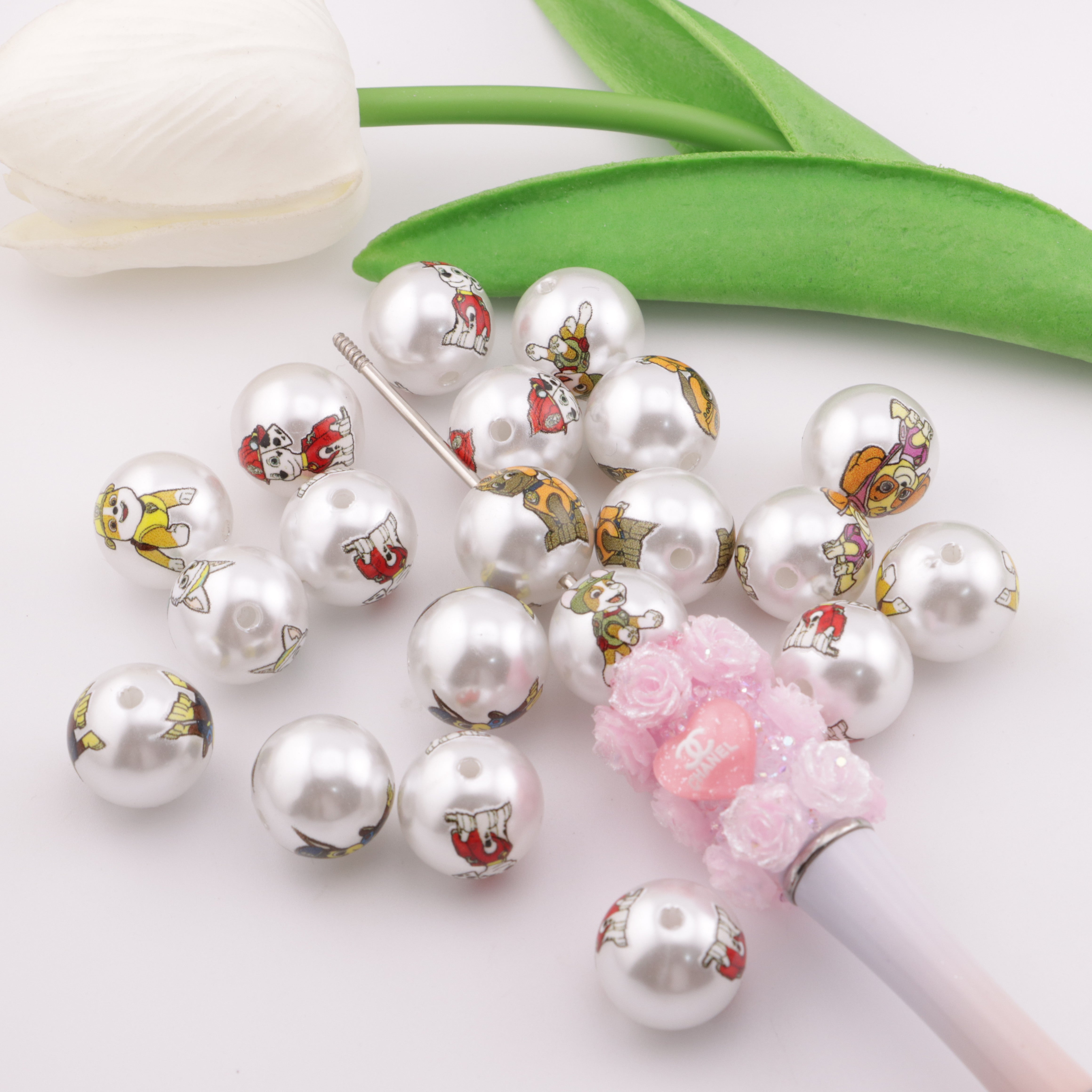 FS2003- 16mm Paw Patrol Printed Pearls