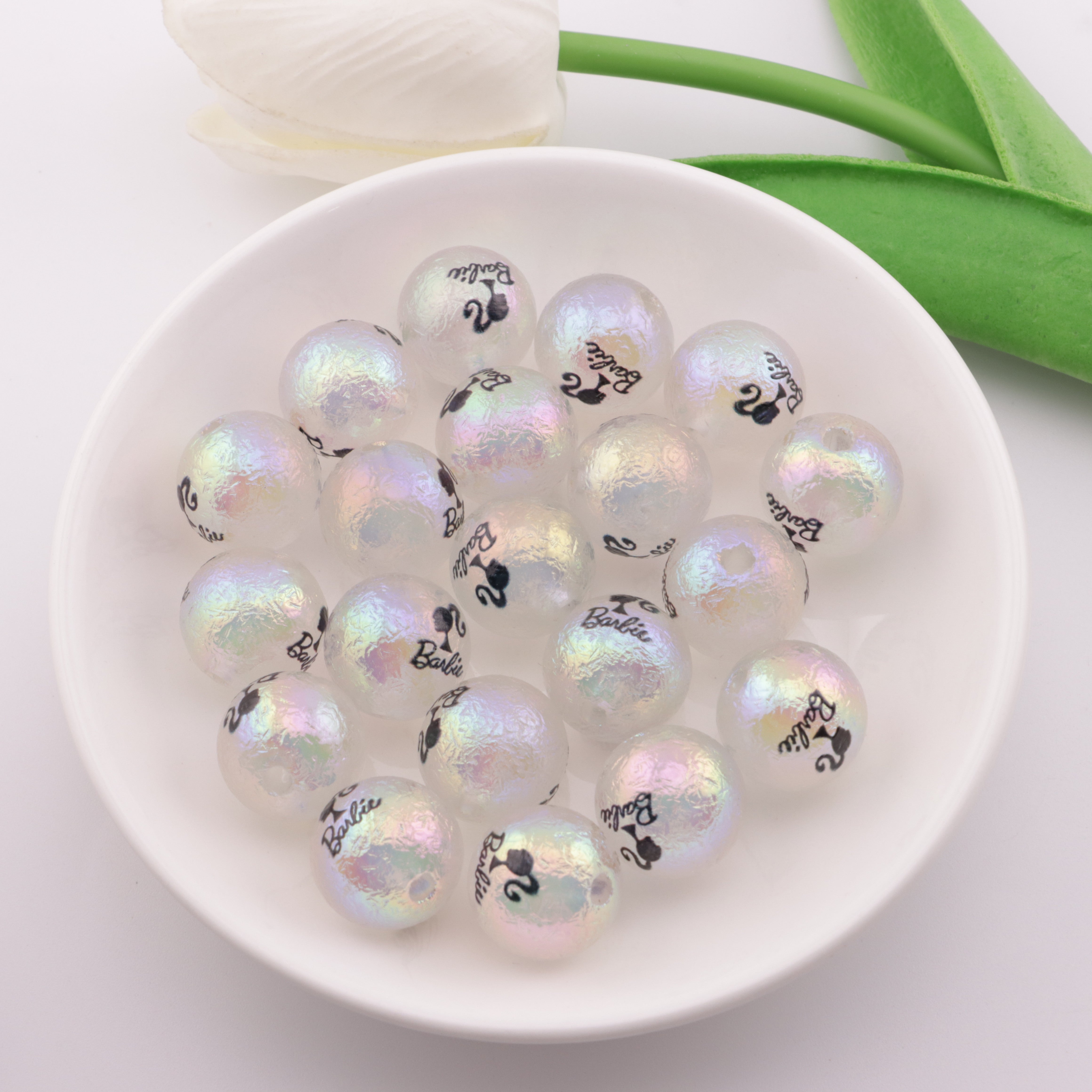 FS3050- 16mm Glow-in-the-Dark Barbie Printed Beads