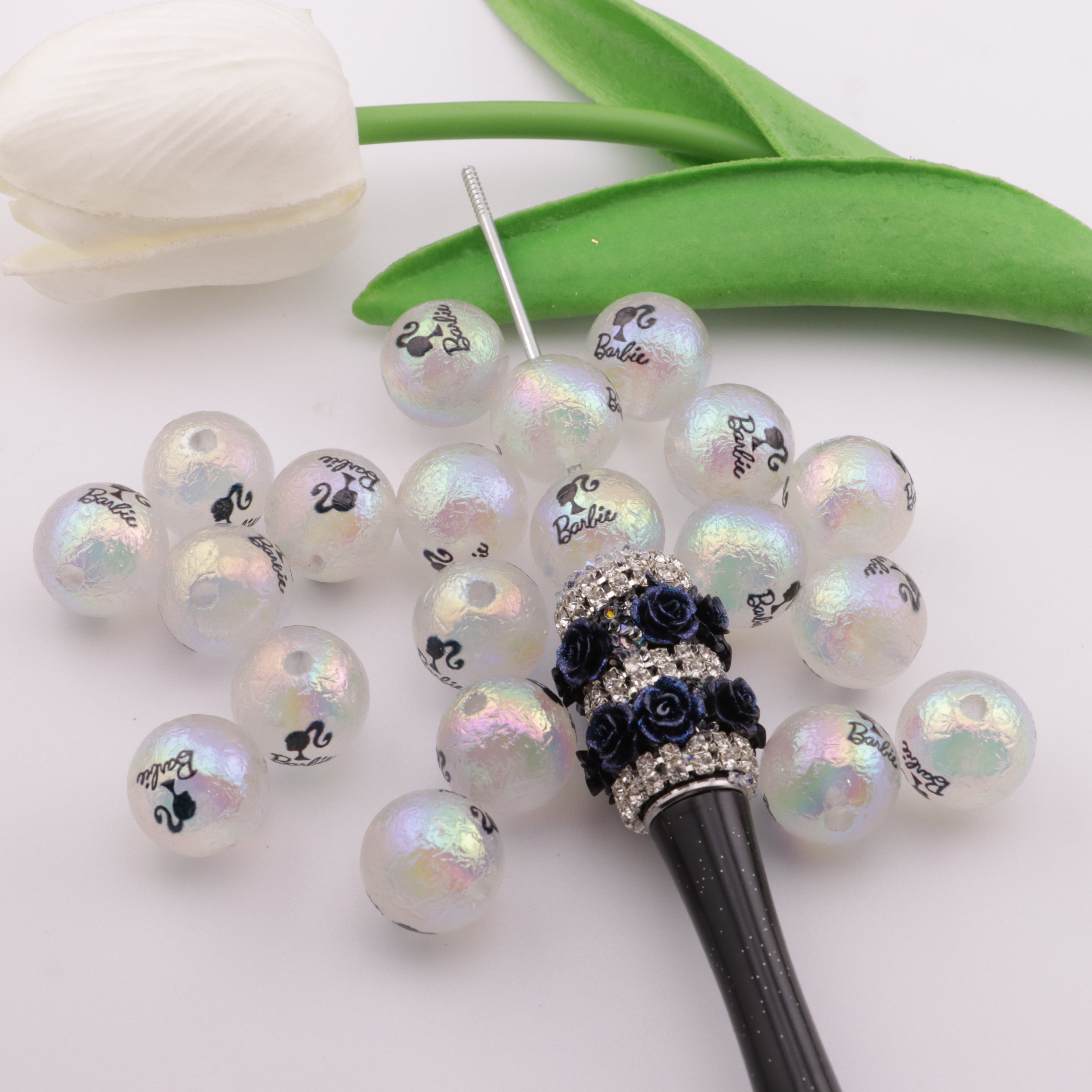 FS3050- 16mm Glow-in-the-Dark Barbie Printed Beads