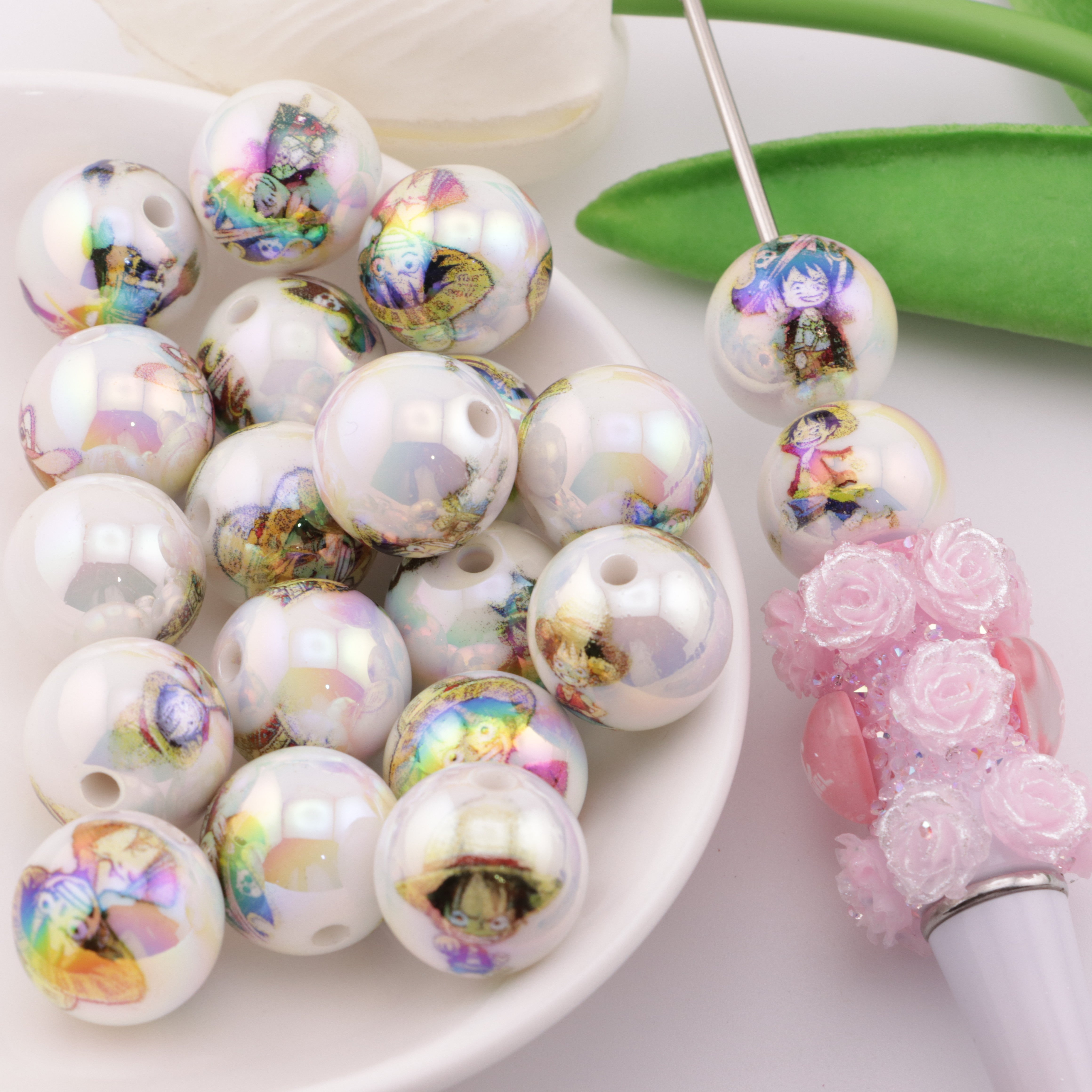 FS1994- 16mm One Piece Printed Beads
