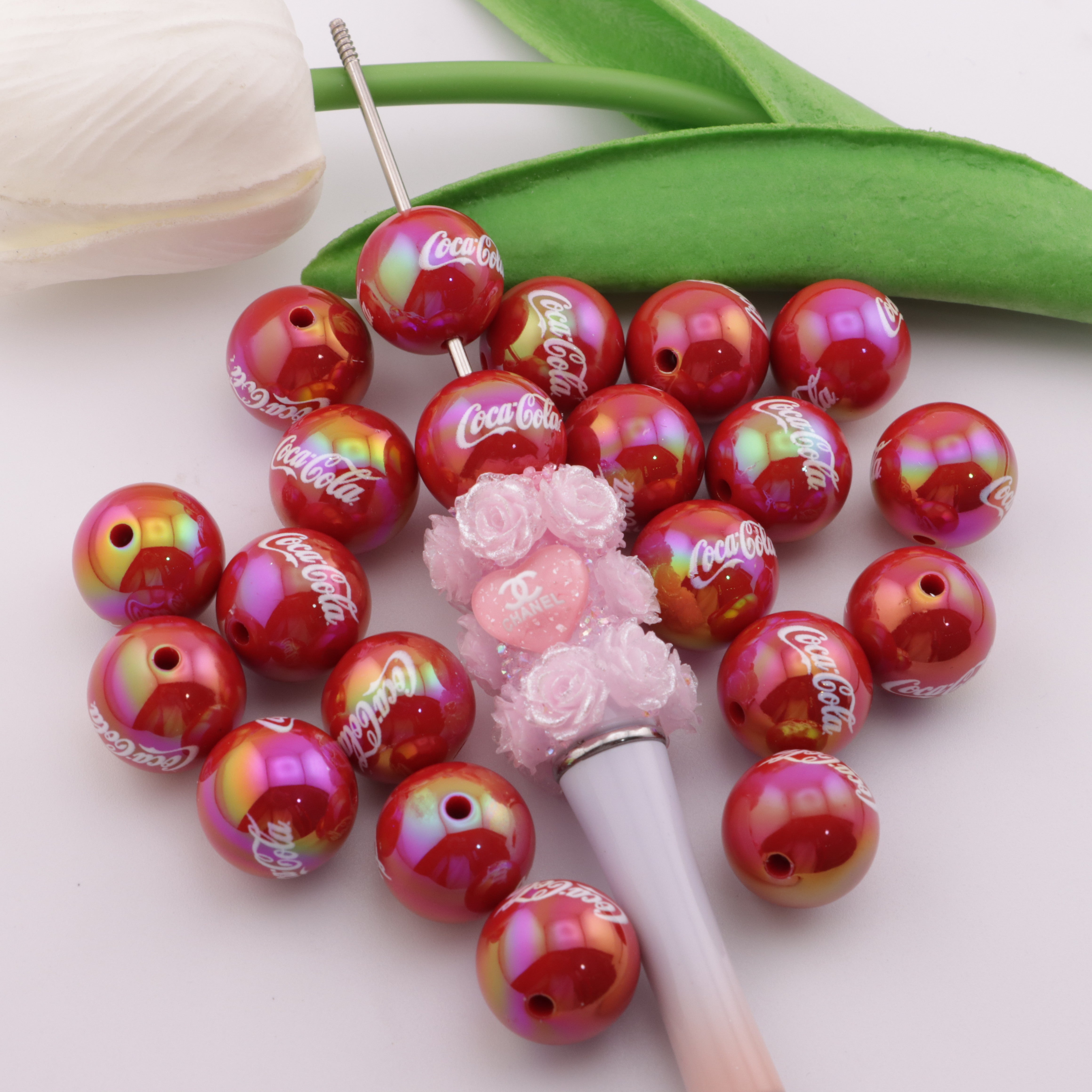 FS4264- 16mm Acrylic Resin Beads Of Coca - Cola