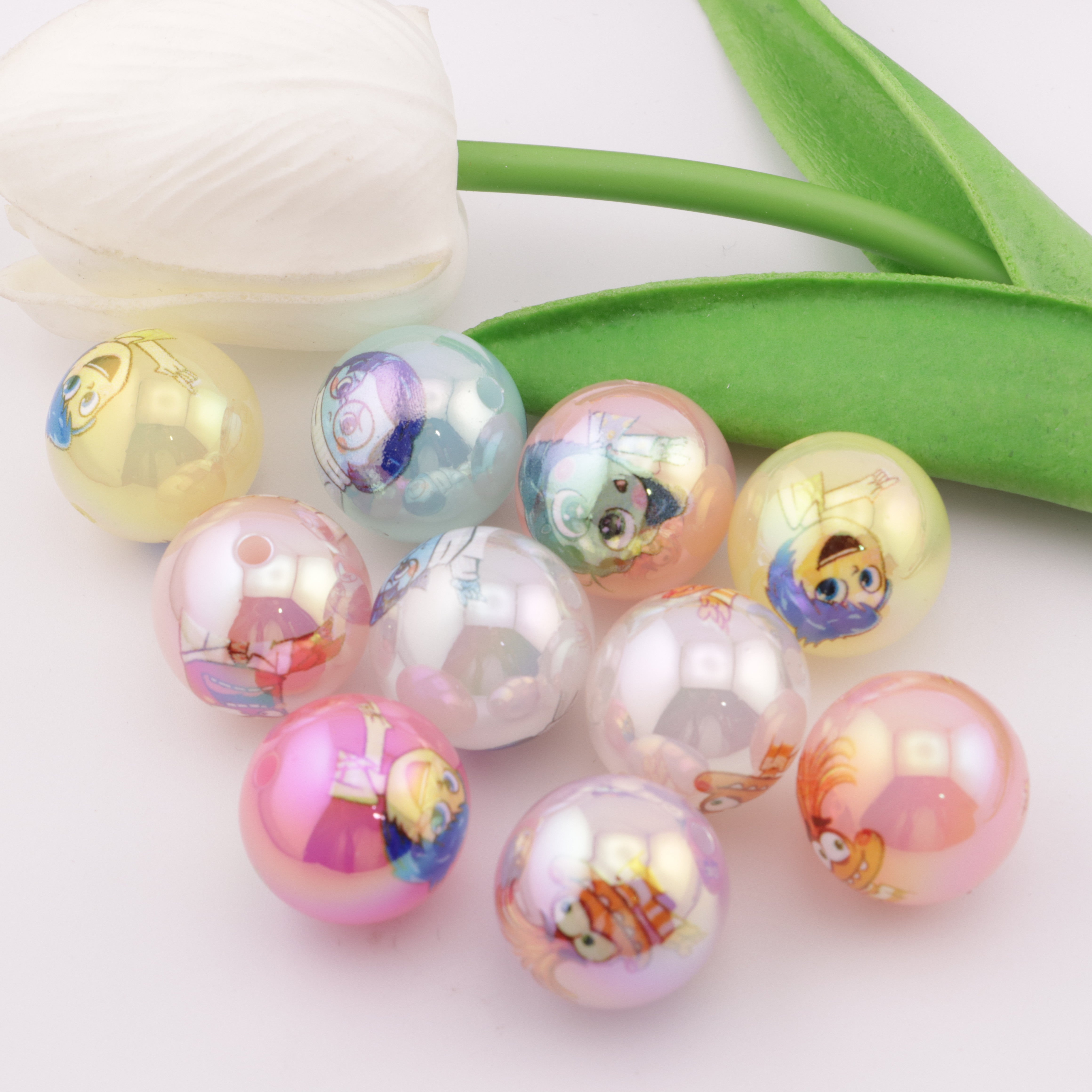 FS1191- 20MM  Round Candy Color Inside Out Printed Acrylic Beads Fit For Beadable Pens