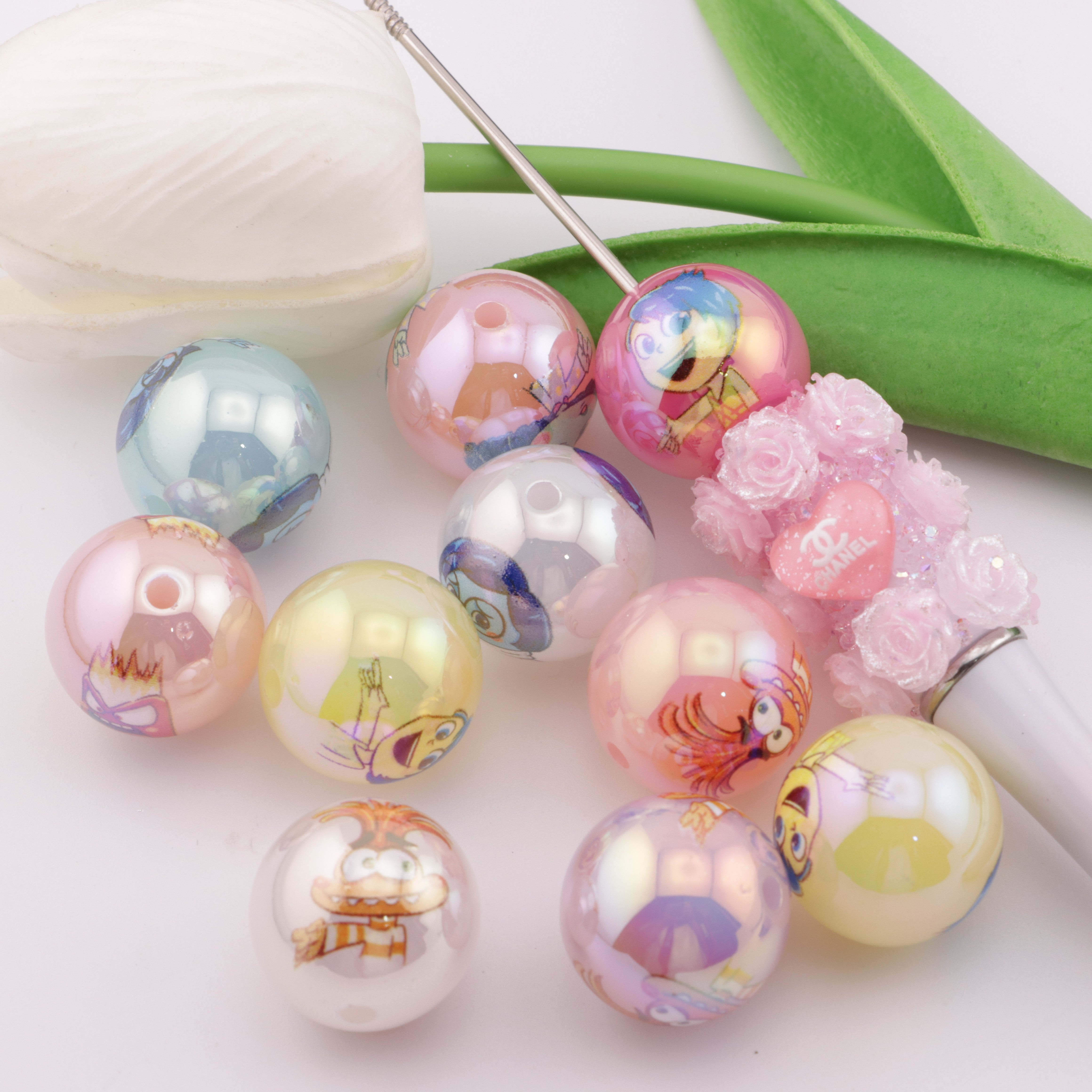 FS1191- 20MM  Round Candy Color Inside Out Printed Acrylic Beads Fit For Beadable Pens