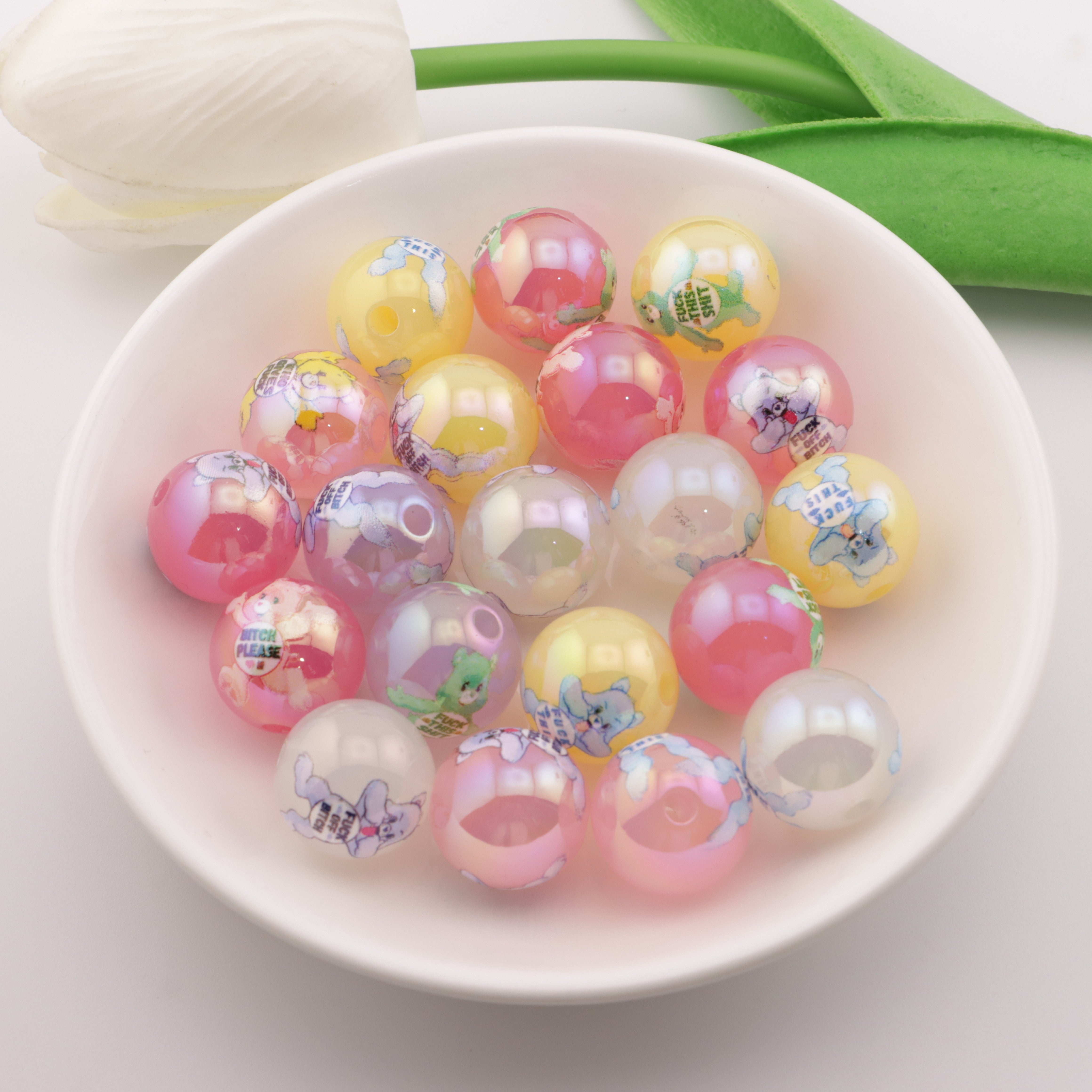 FS4392- 16mm Jelly Color Rainbow Bear Acrylic Beads