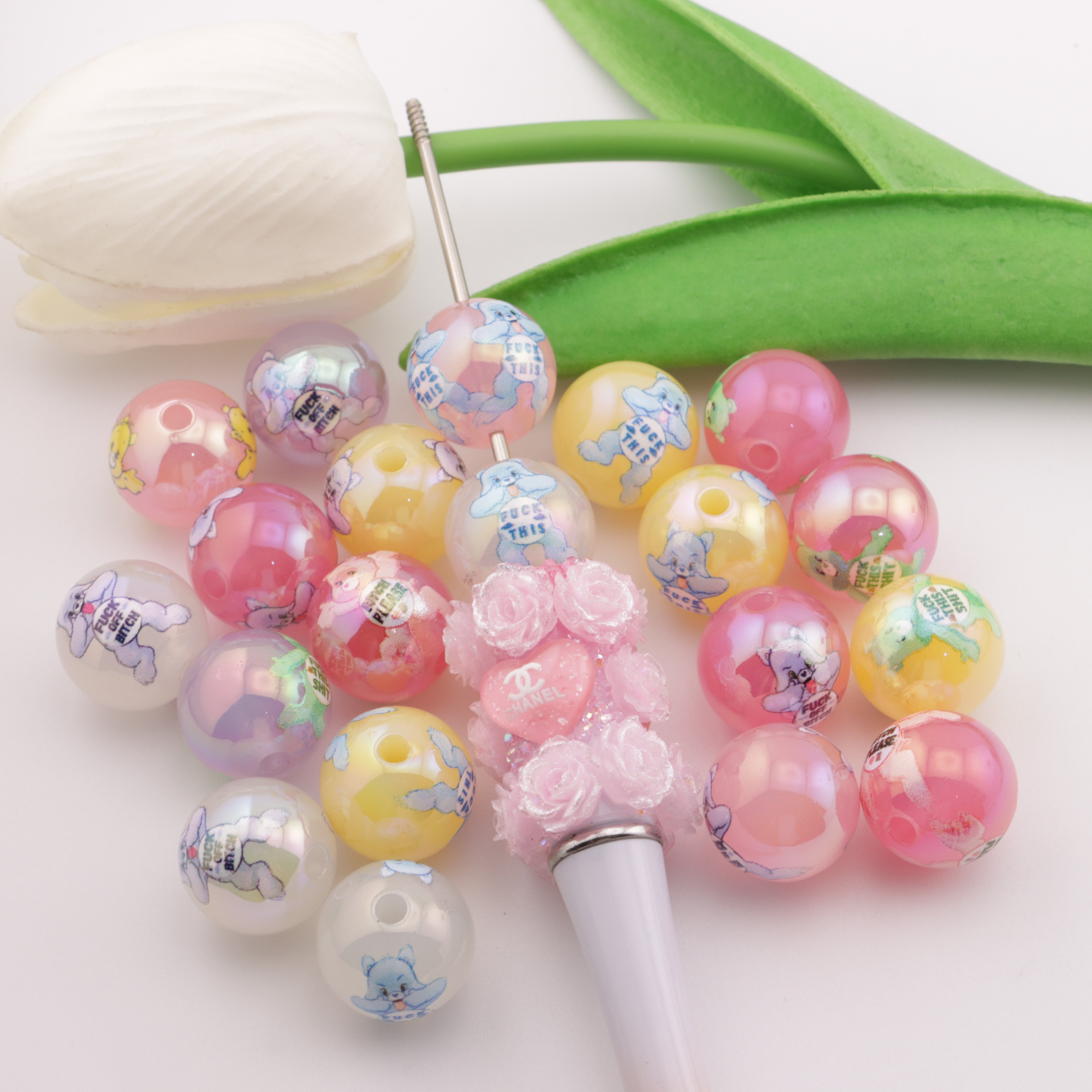 FS4392- 16mm Jelly Color Rainbow Bear Acrylic Beads