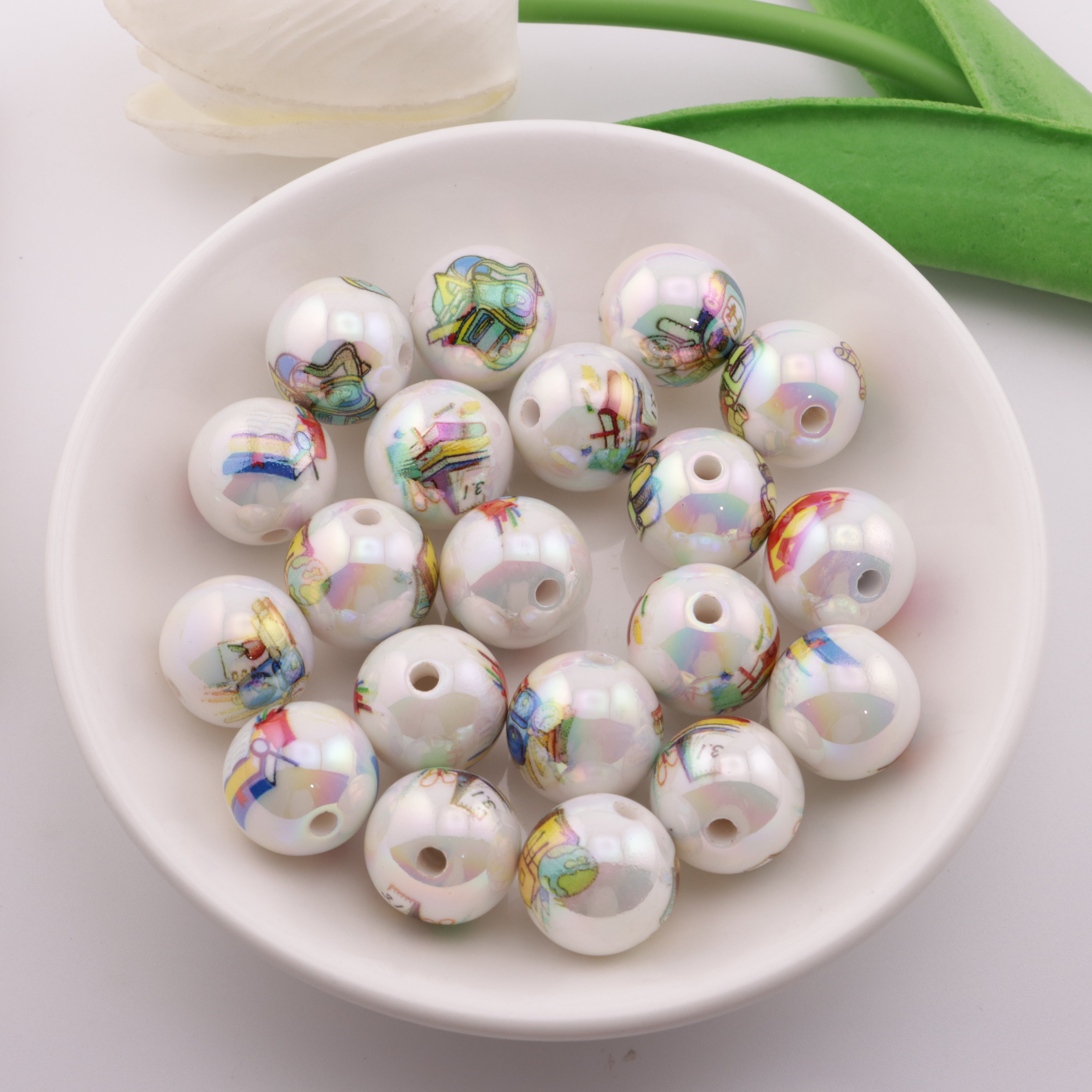 FS0463- 16mm Stationery Printed Beads
