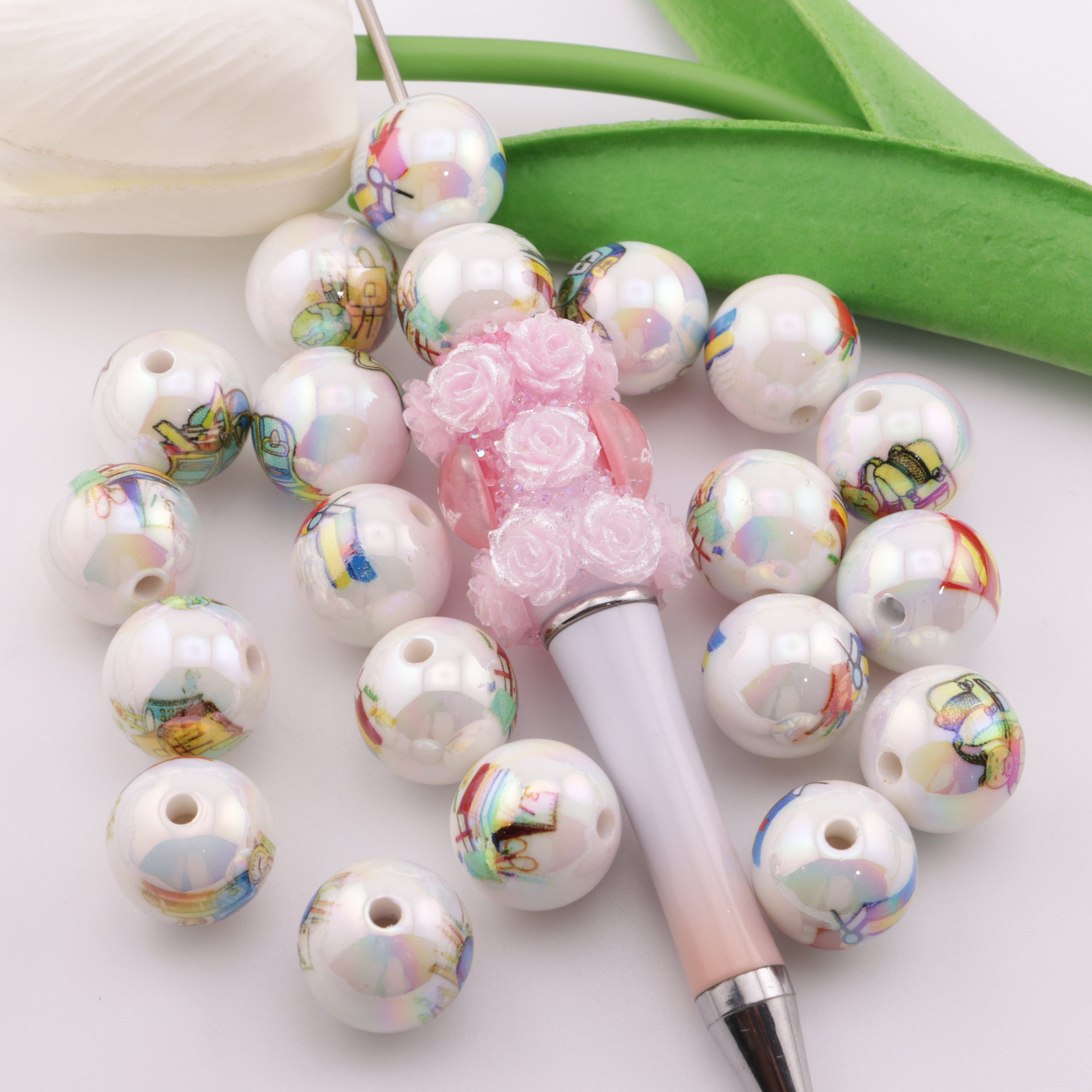 FS0463- 16mm Stationery Printed Beads