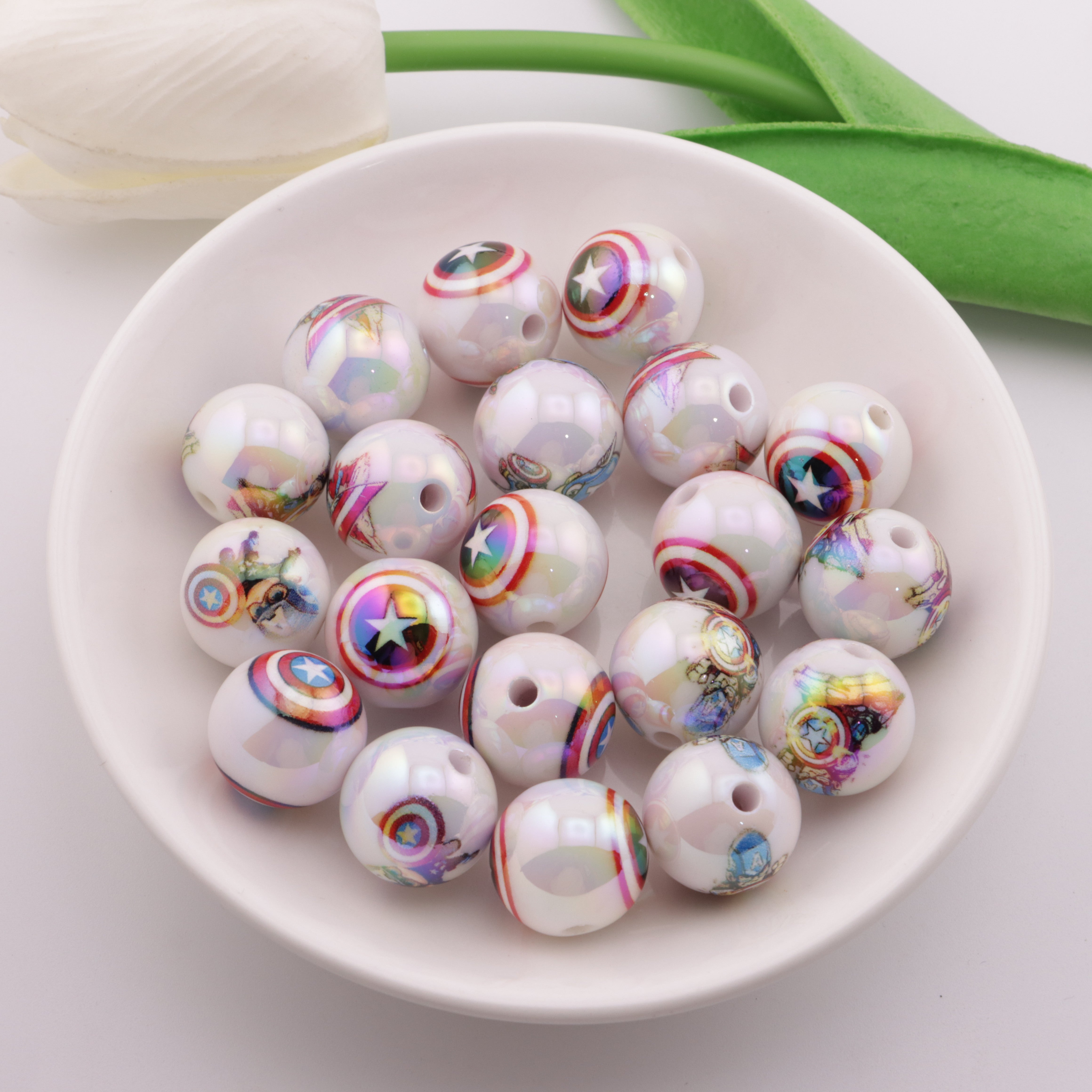 FS2022- 16mm Captain America Printed Beads