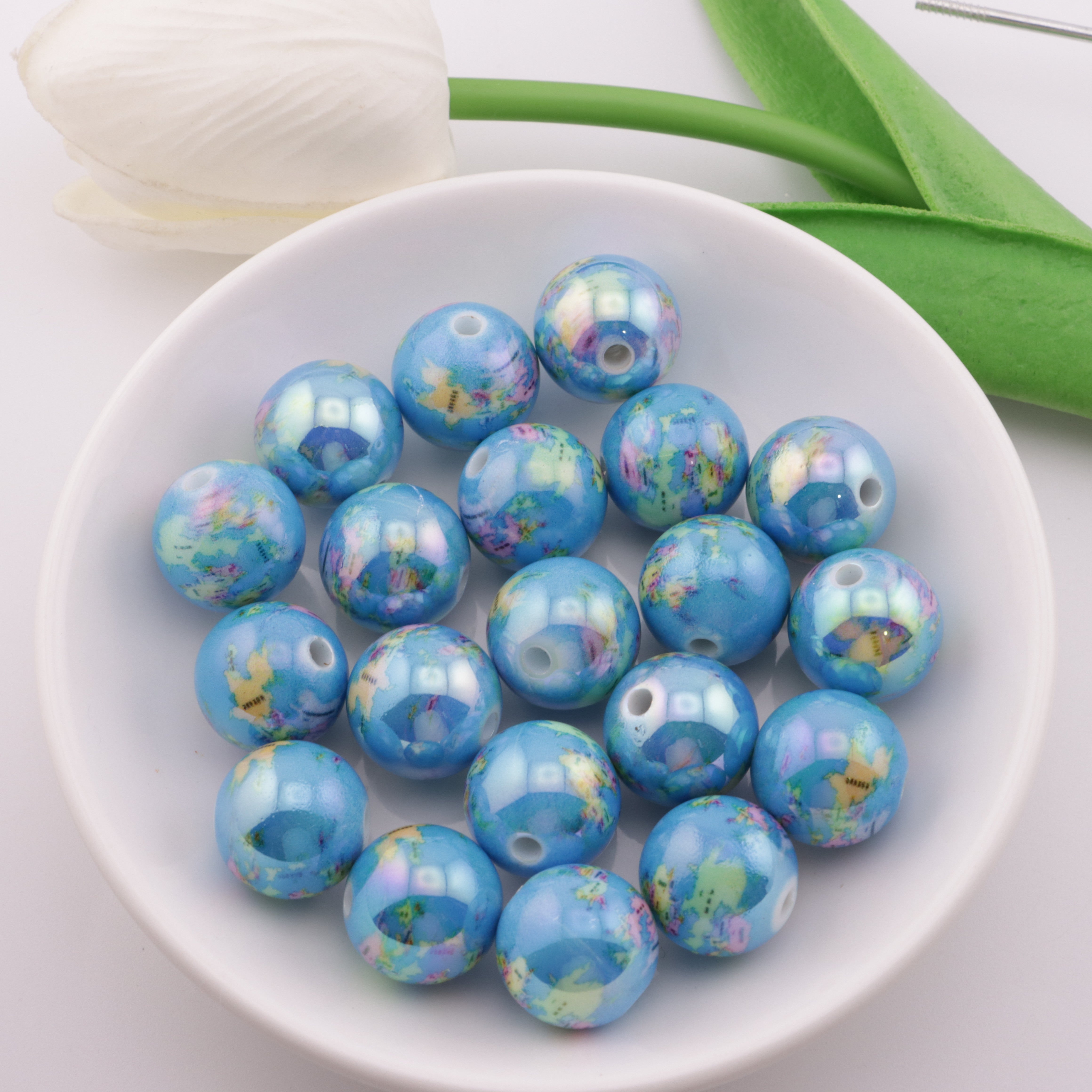 FS2050- 16mm Printed Earth Beads