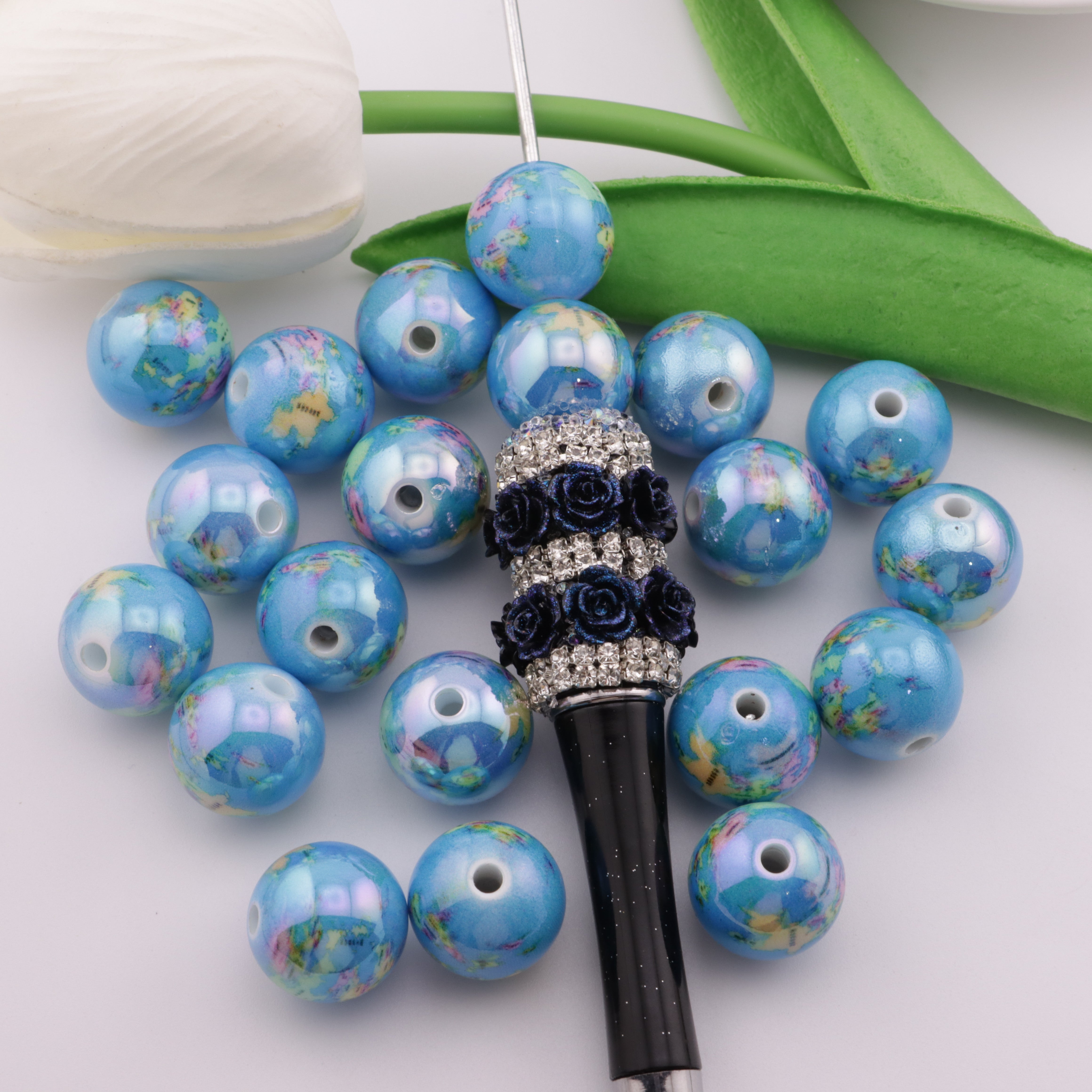 FS2050- 16mm Printed Earth Beads