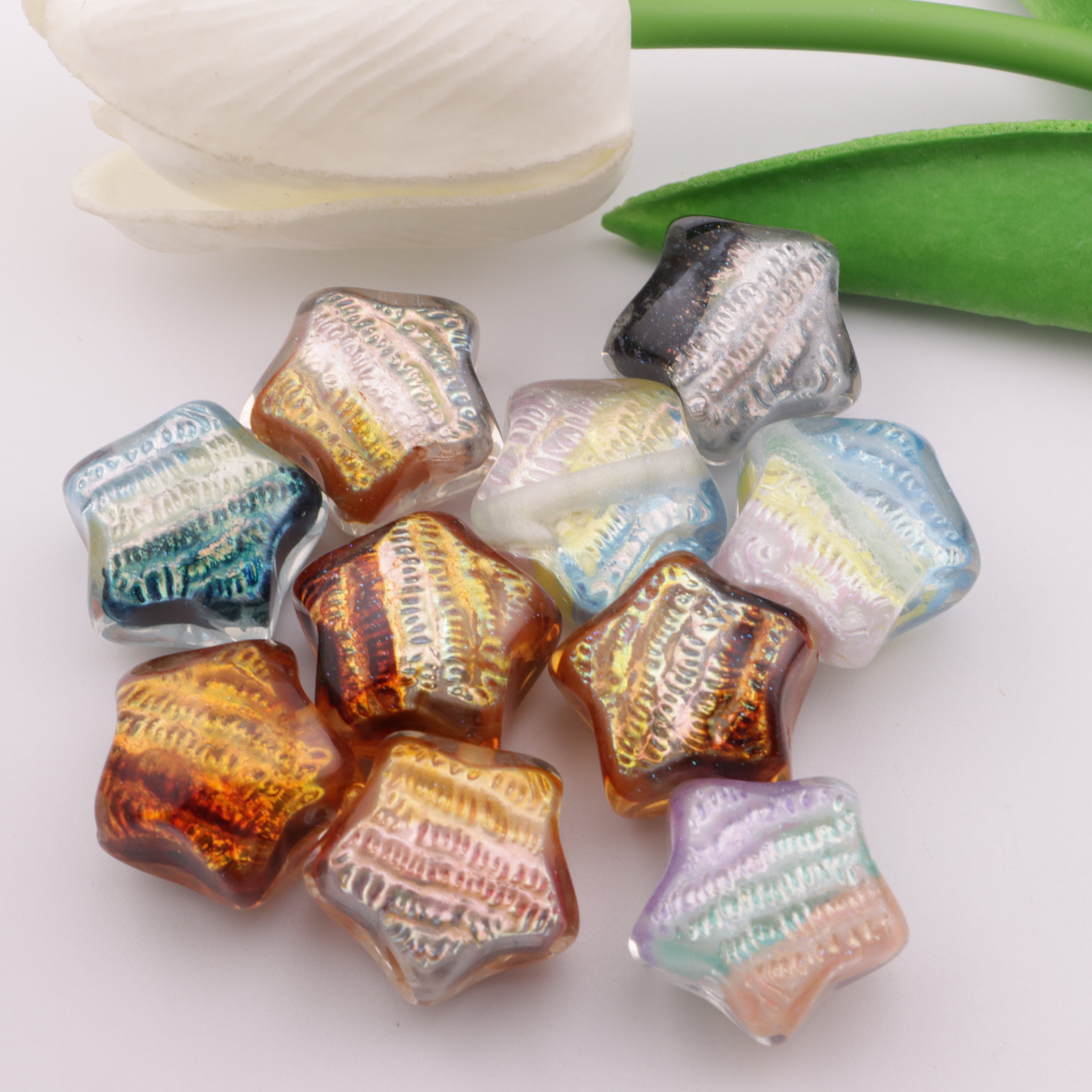 FS3108- 20mm Star-Shaped Hand-Painted Oil Painting Beads