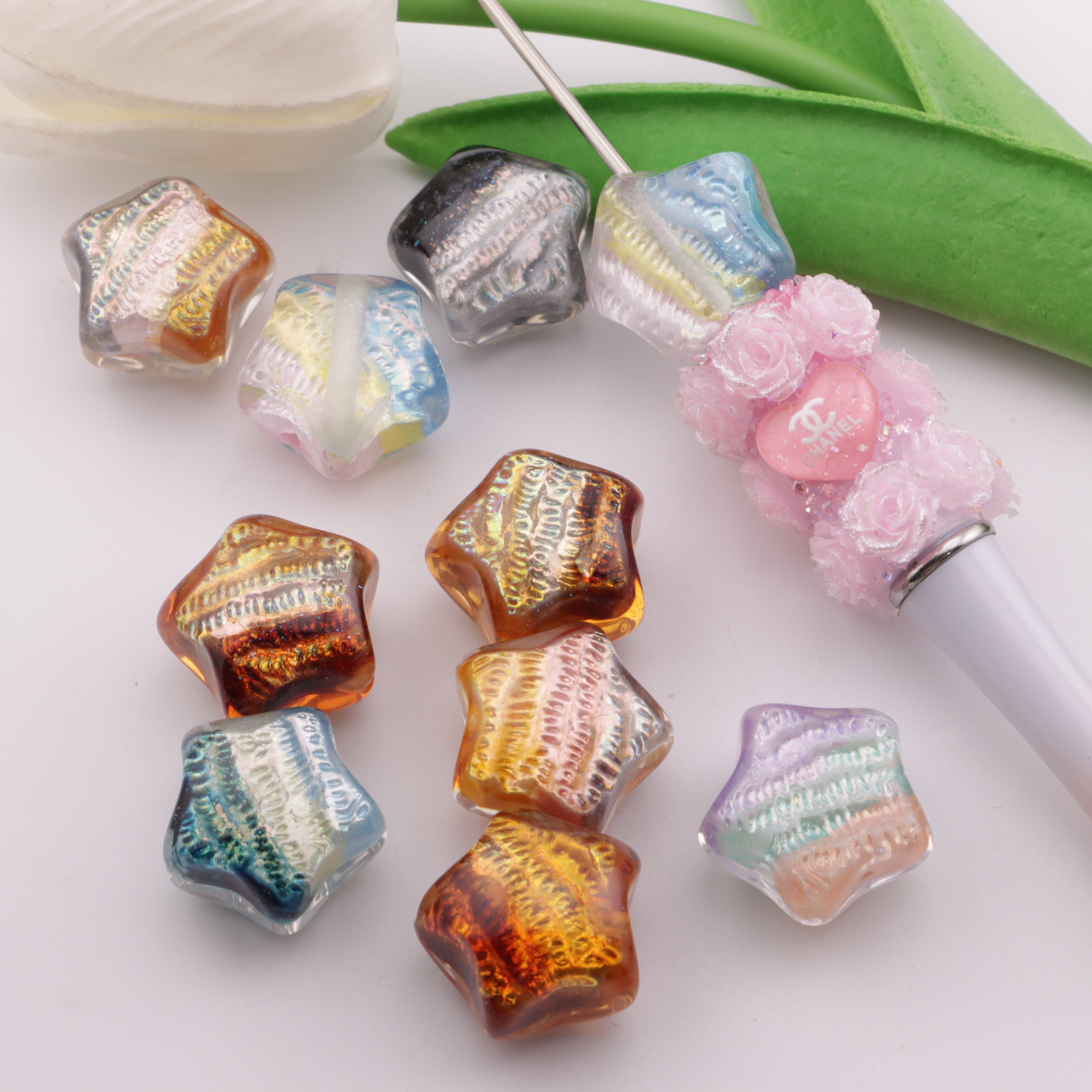 FS3108- 20mm Star-Shaped Hand-Painted Oil Painting Beads