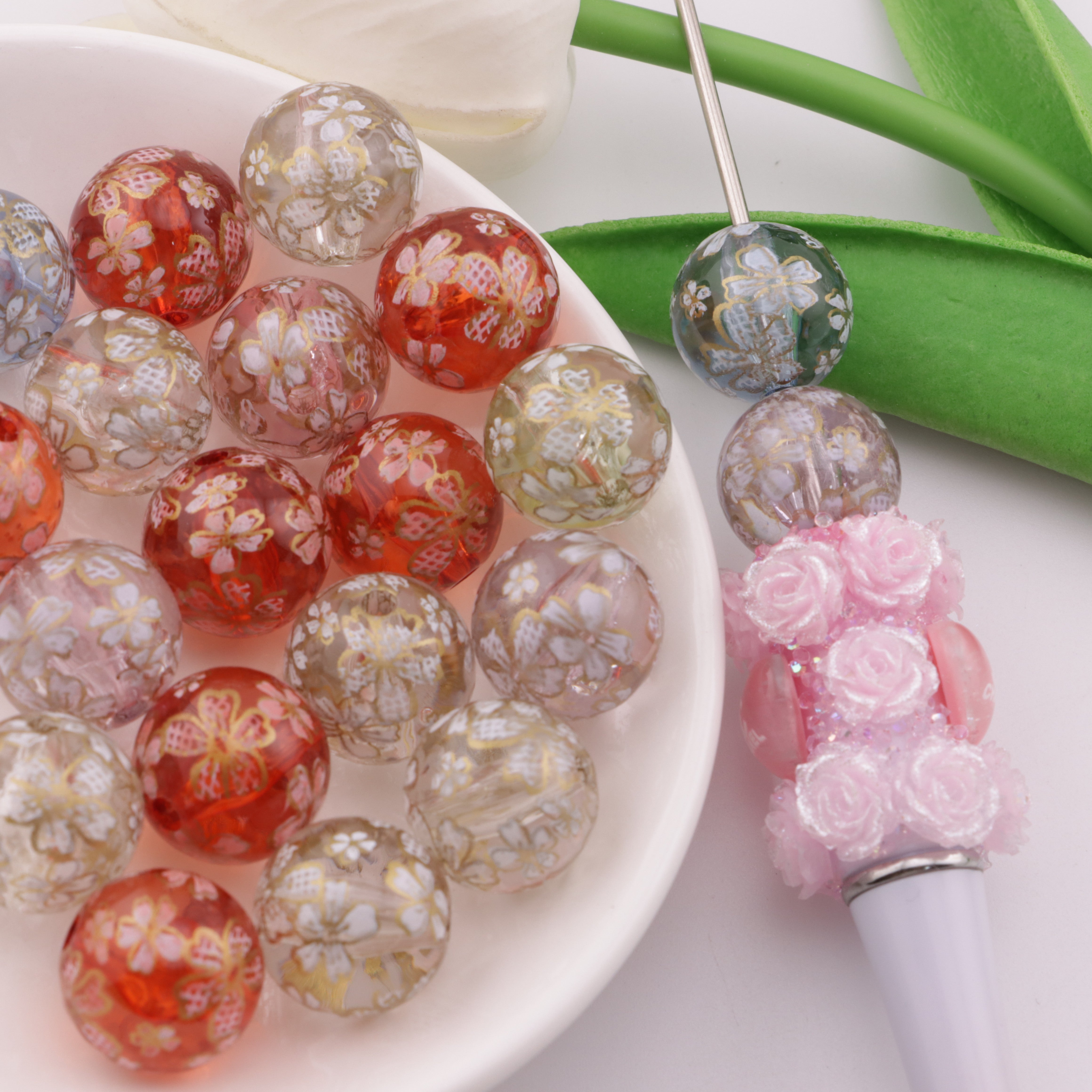 FS4207- 16mm Floral Printed Beads Zoe's DIY Shop