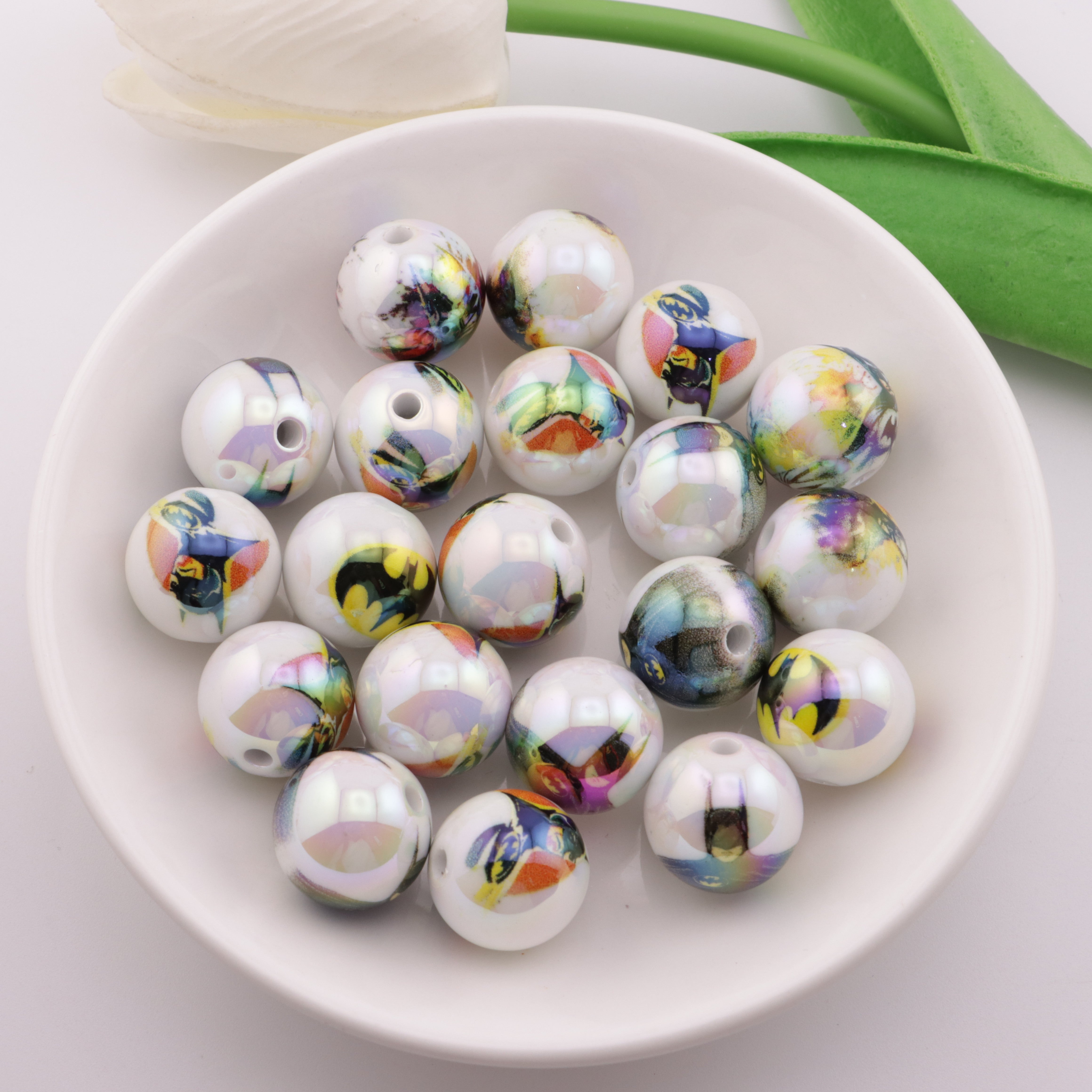 FS0580- 16mm UV Printed Beads