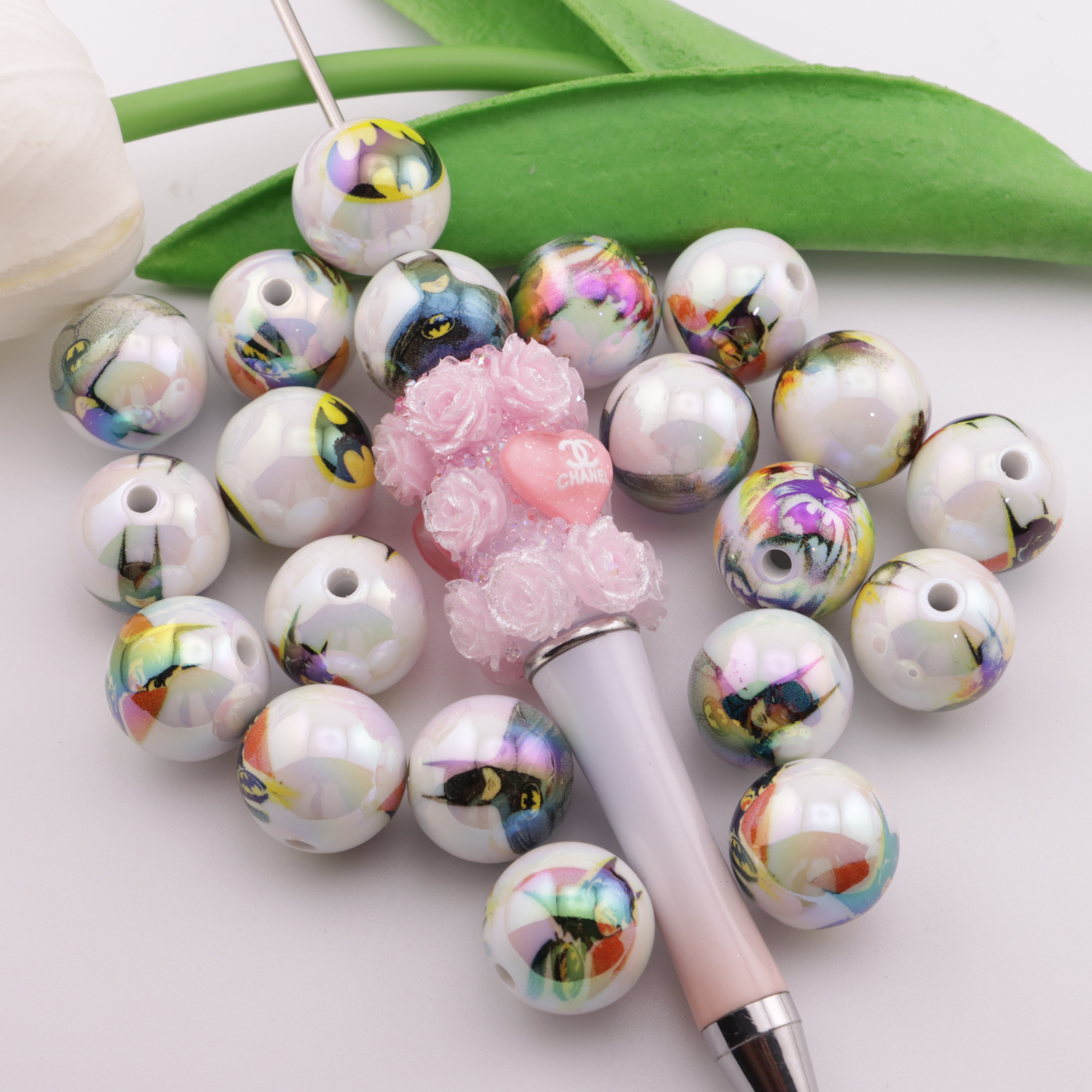 FS0580- 16mm UV Printed Beads