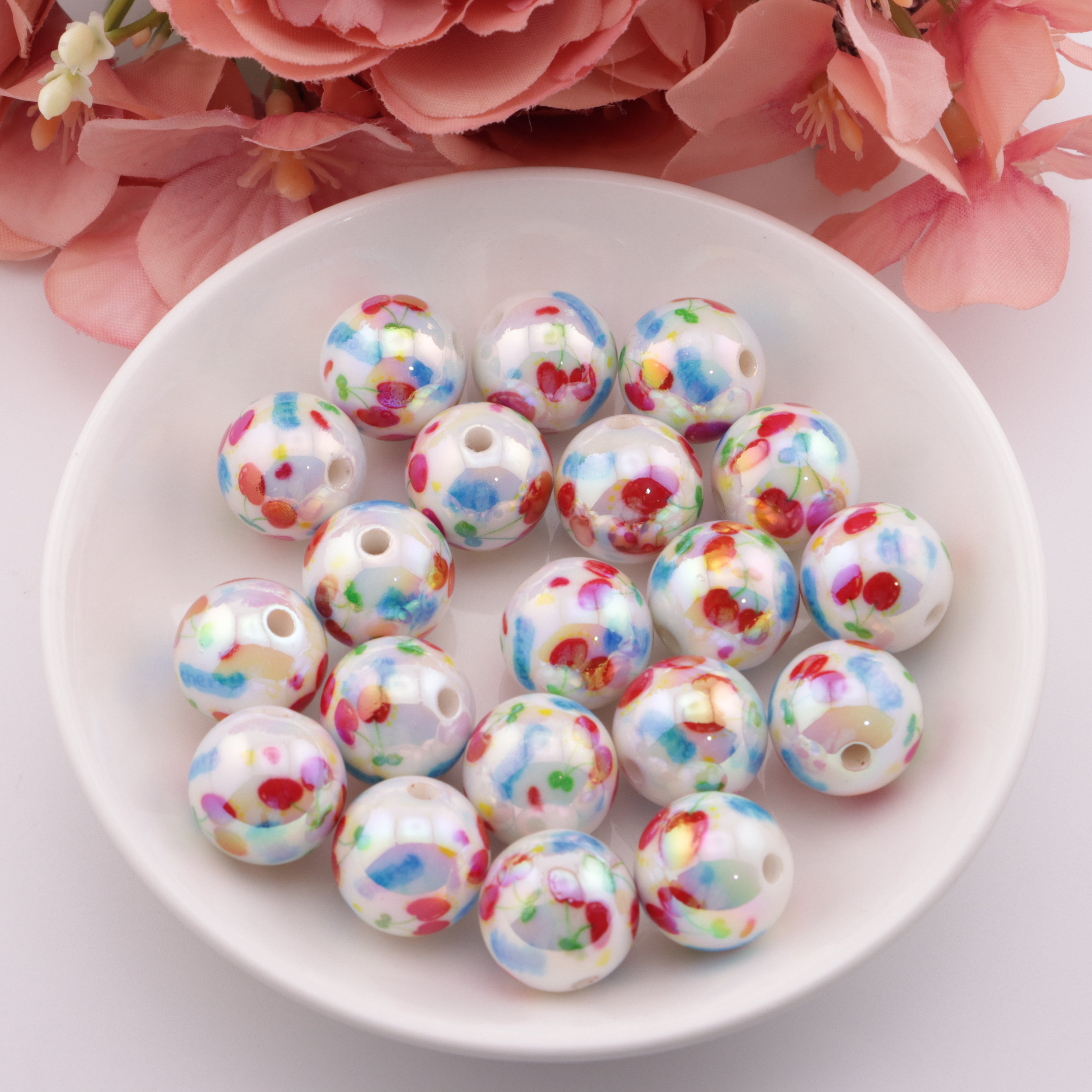 FS0421- 16mm Cherry Printed Beads
