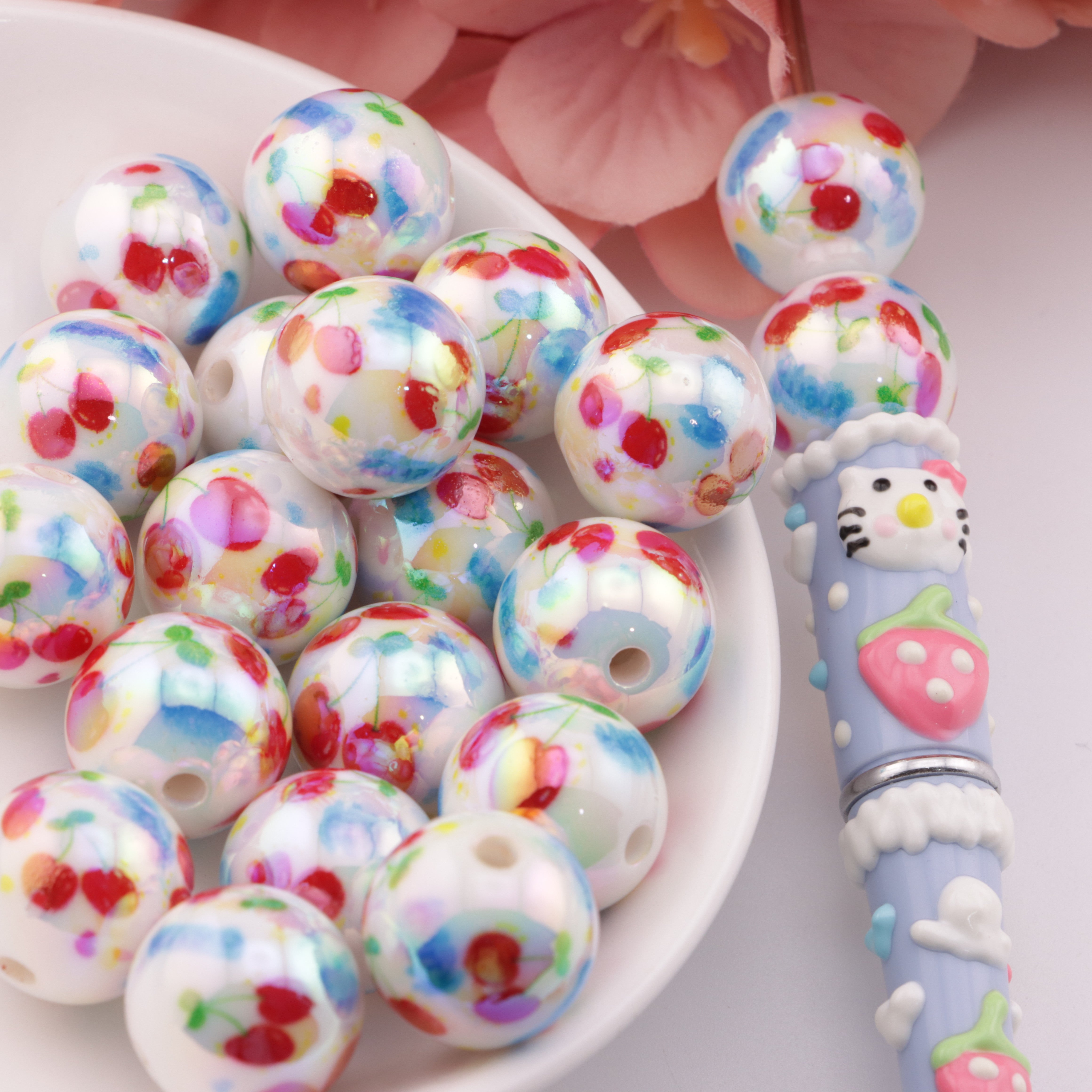 FS0421- 16mm Cherry Printed Beads