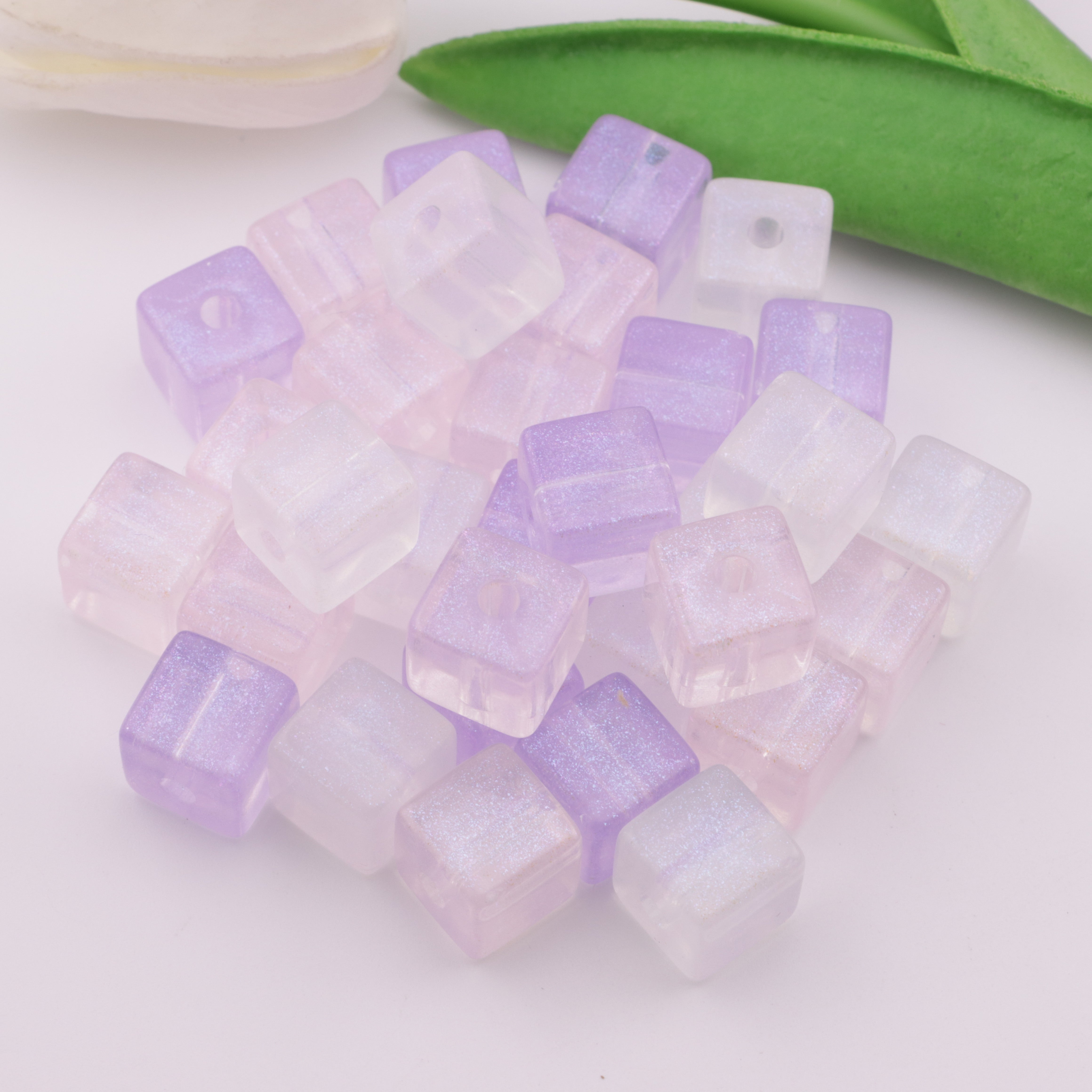 FS3825- 12✕12mm Thin Glitter Transparent Acrylic Cubes