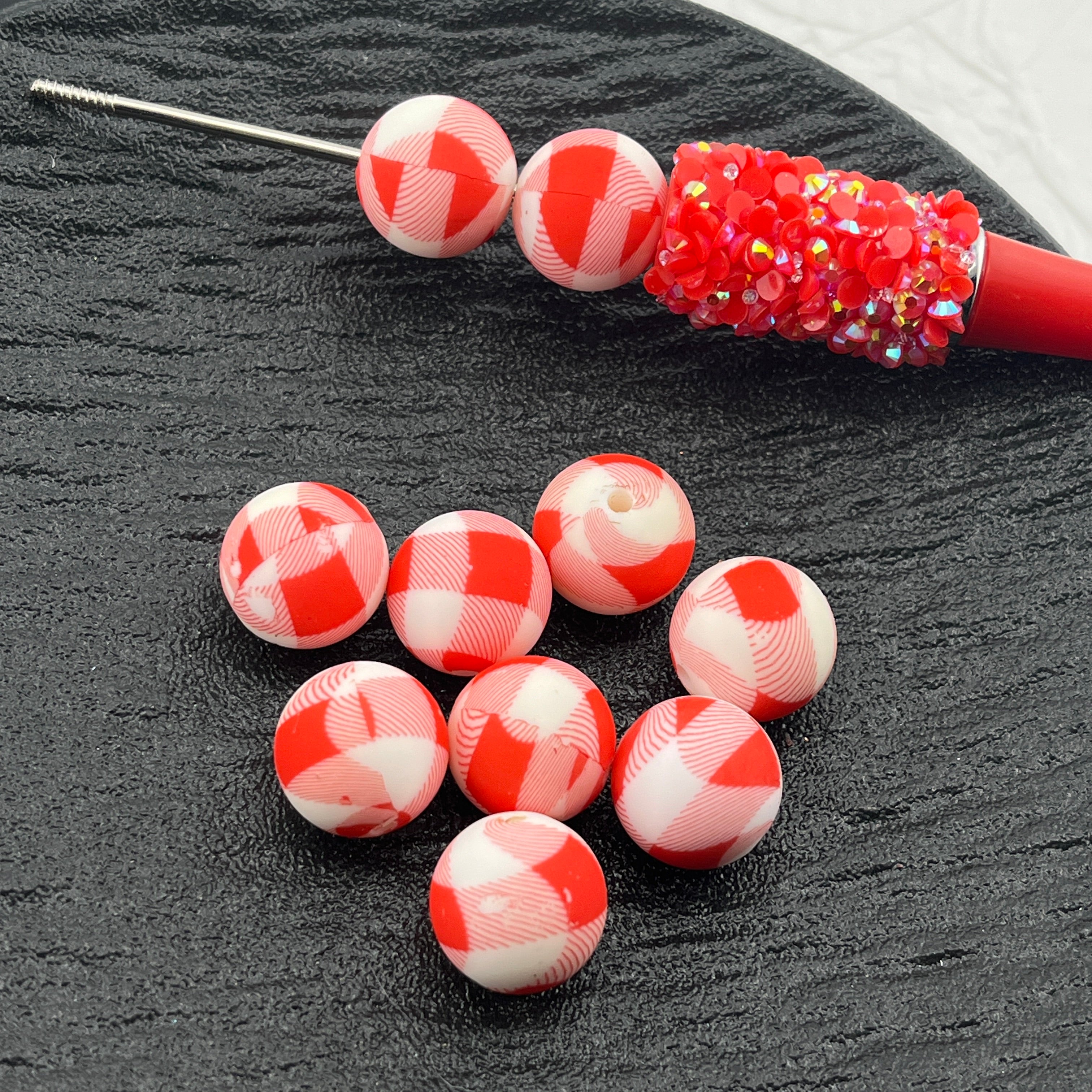 FS2543-15MM Printed Silicone Beads Fit For Beadable Pens