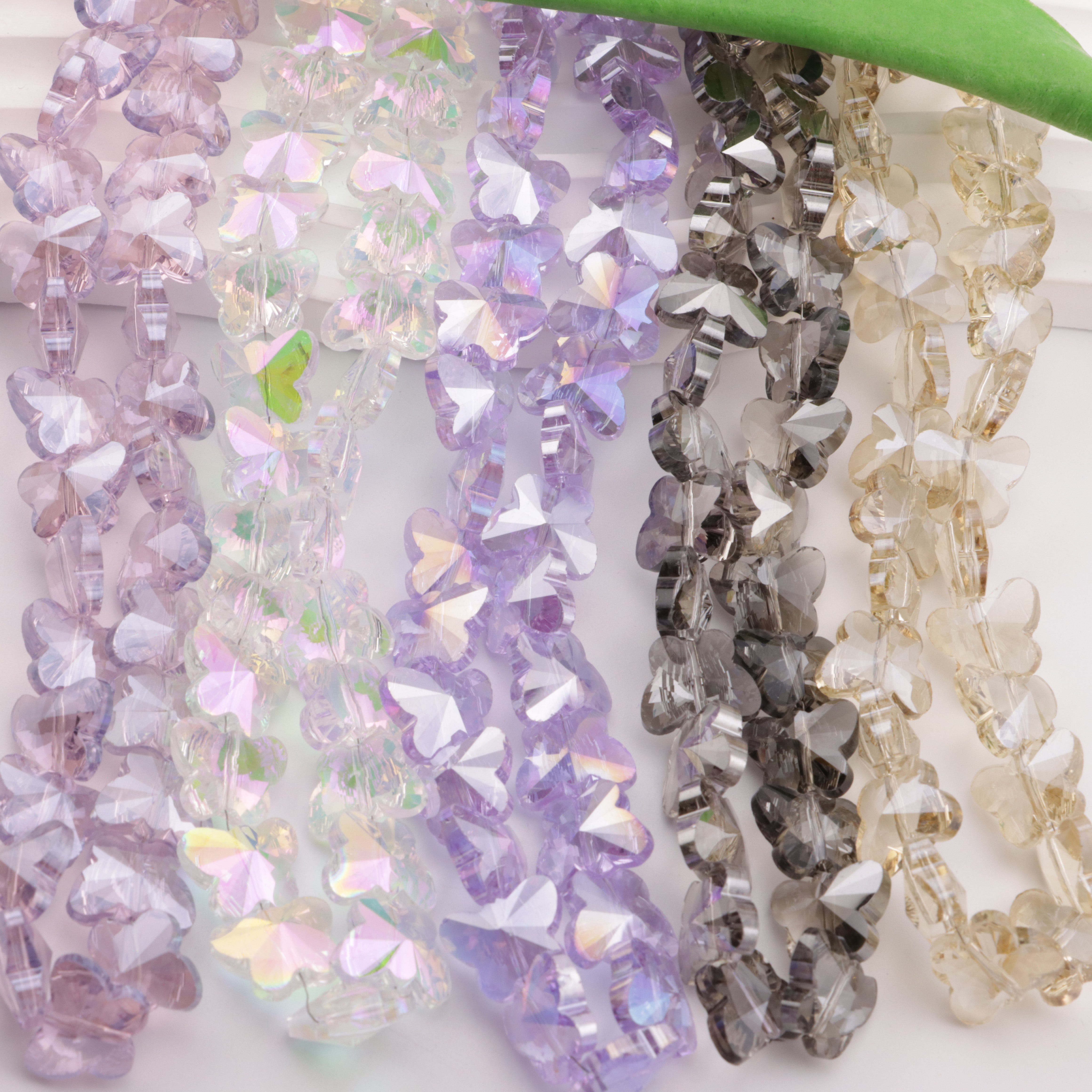 FS4579- 12*15mm 59-60 PCS/Strand Butterfly Glass Beads, Common-Color Butterfly Glass Beads