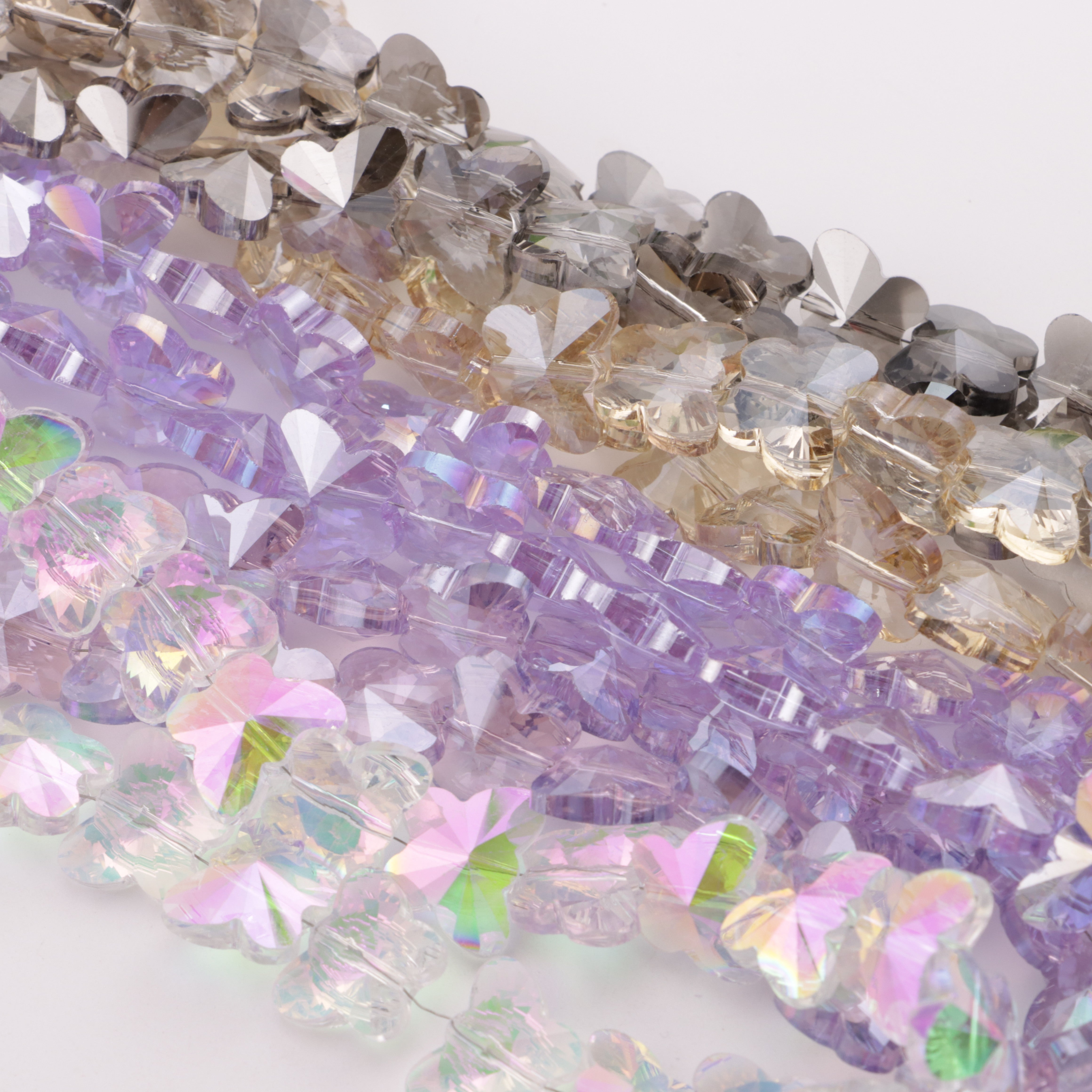 FS4581- 12*15Mm 60Pcs/Strand Purple Crystal Butterfly Beads