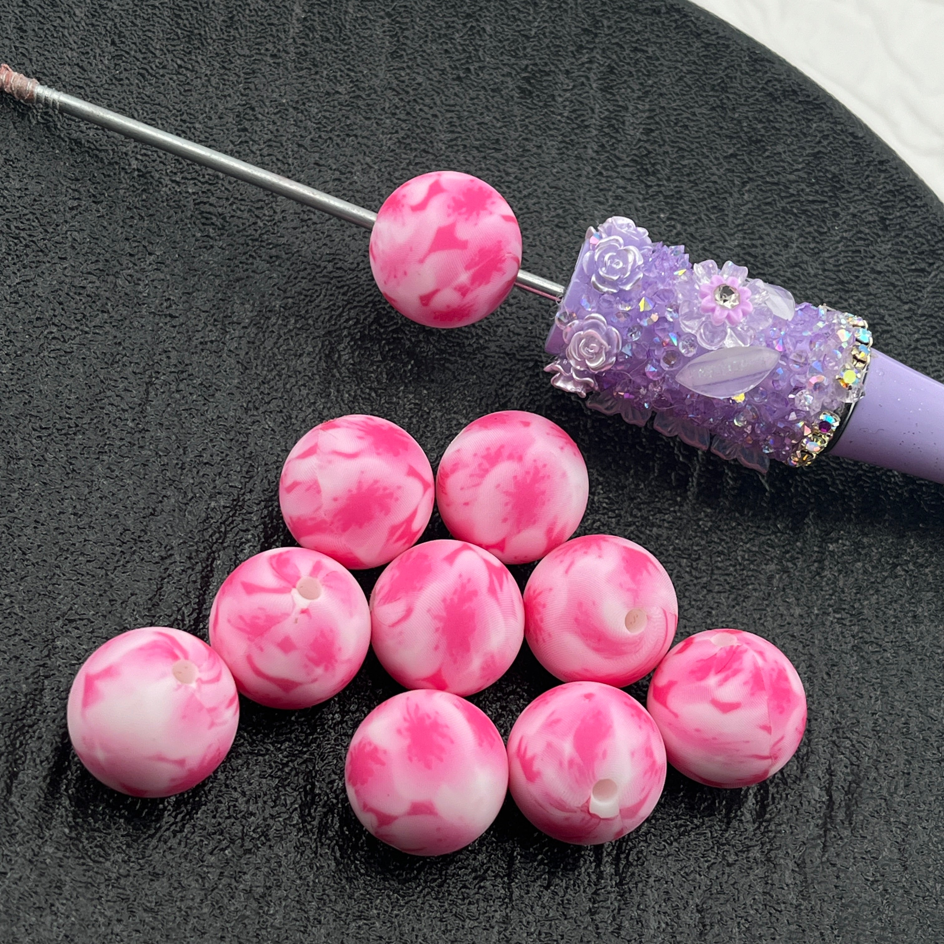 FS2540-15MM Printed Silicone Beads Fit For Beadable Pens