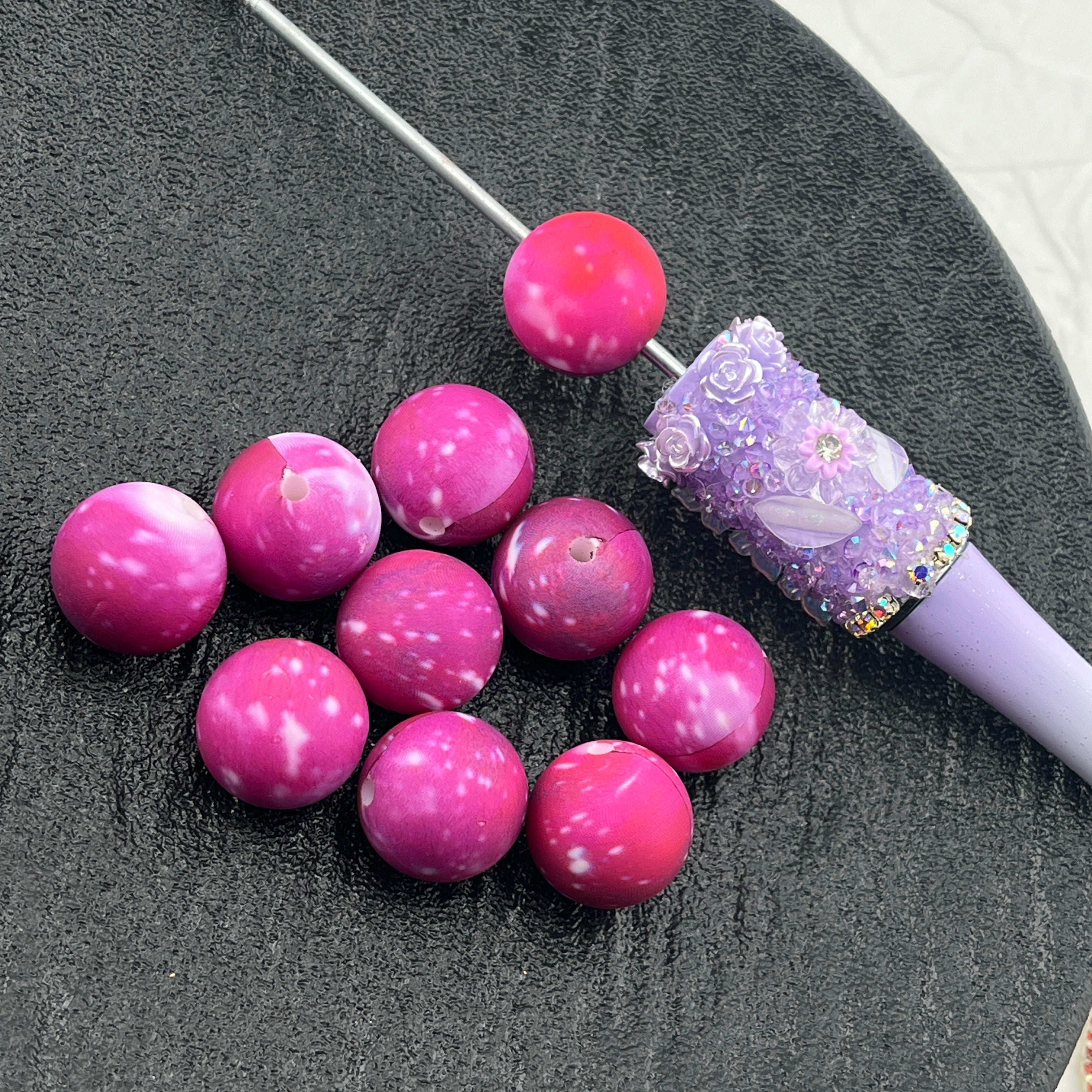 FS2536-15MM Printed Silicone Beads Fit For Beadable Pens