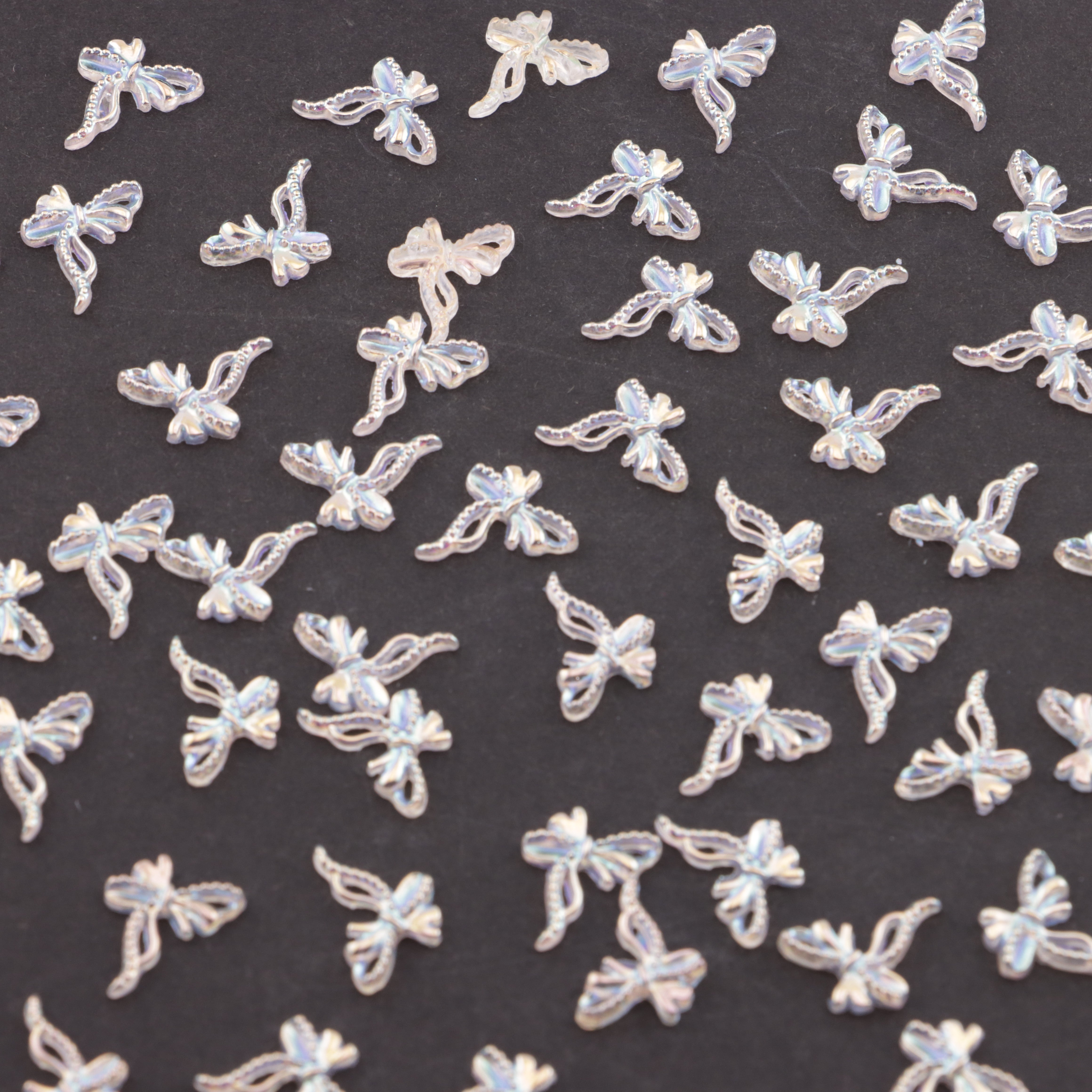 FS5568- AB White Bows Charms Colorful Electroplated Color Bow Stickers