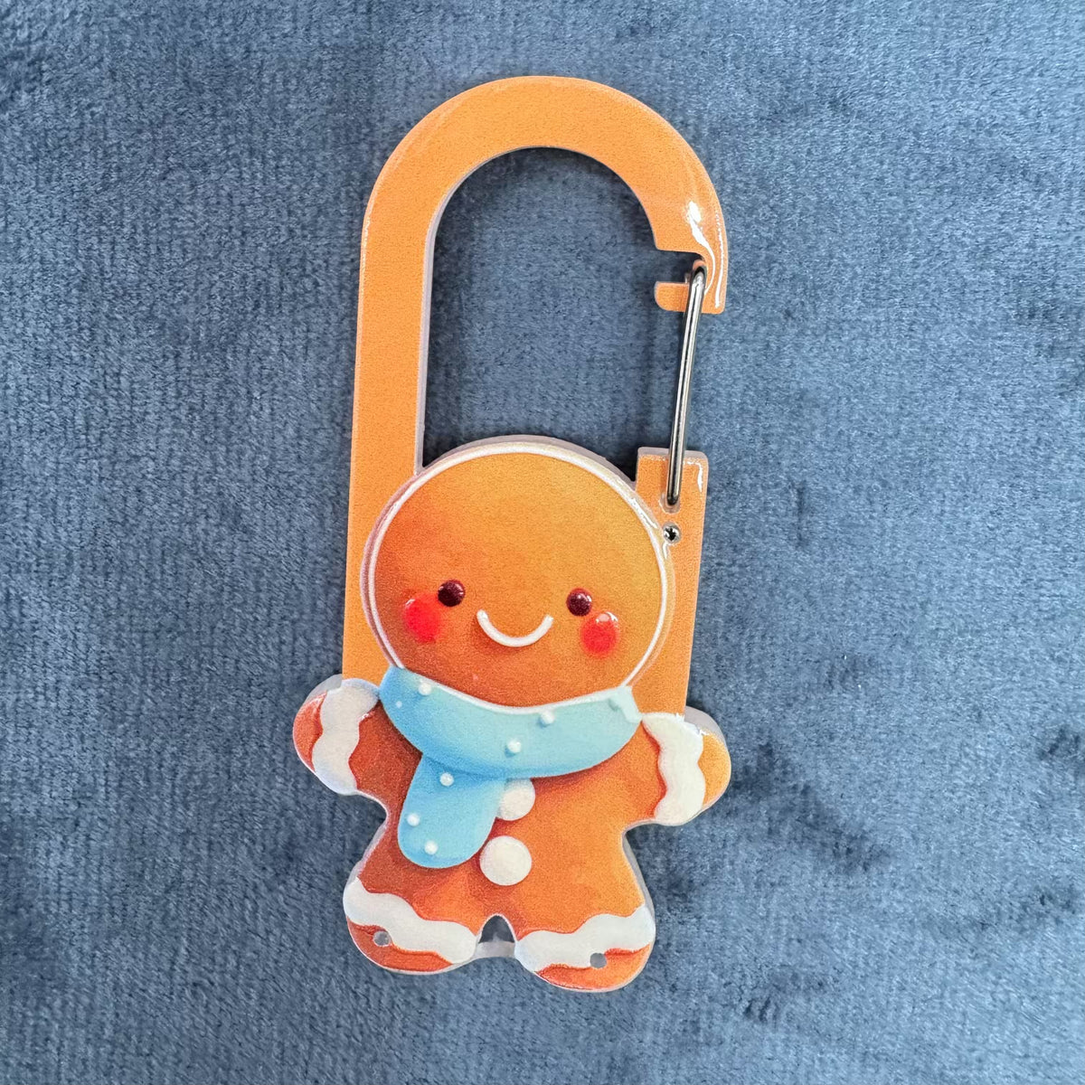 Cute Gingerbread Man Acrylic Carabiner, Christmas Charm Hook
