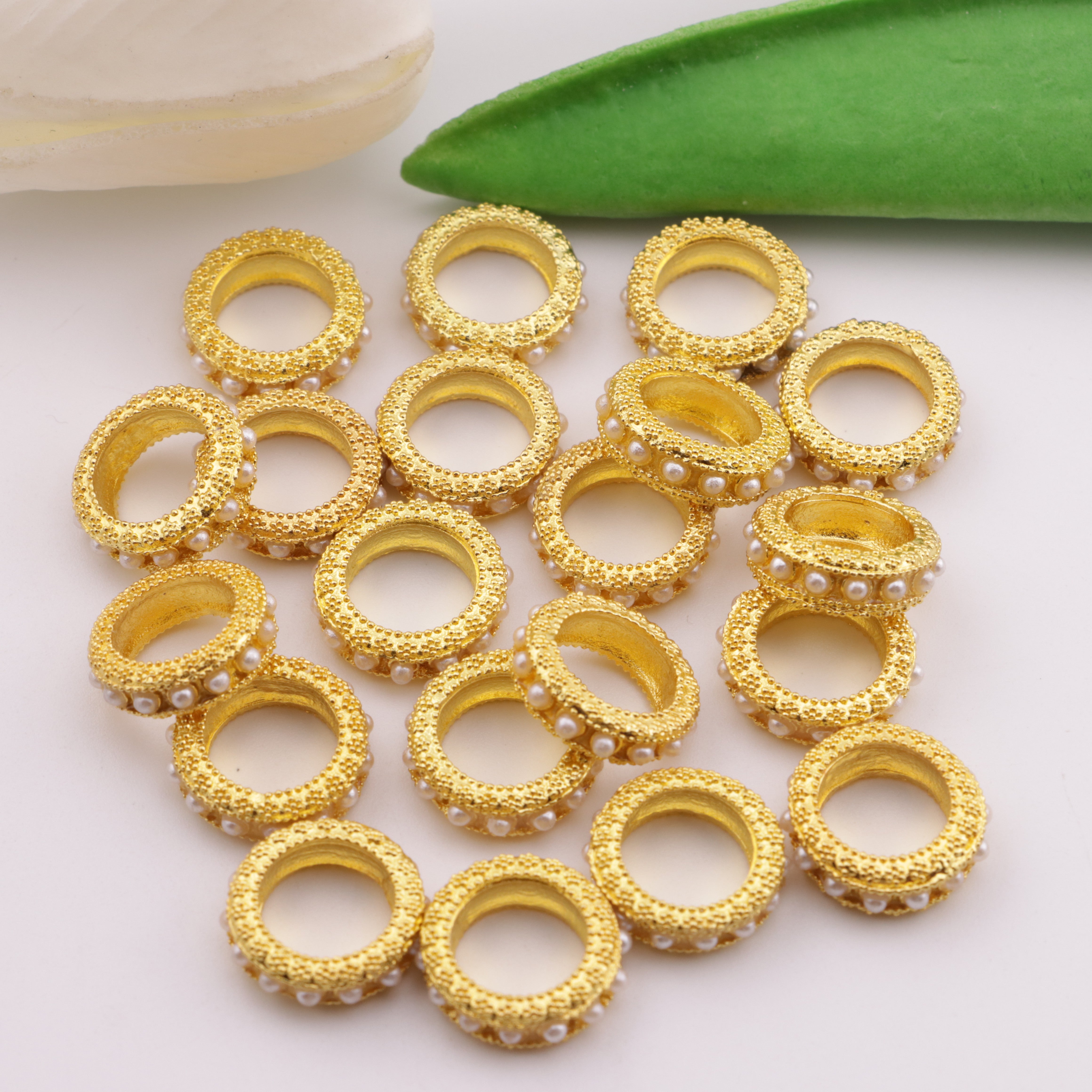 FS4562- 14mm Inlaying Pearl, Inlaid Pearl Metal Spacers