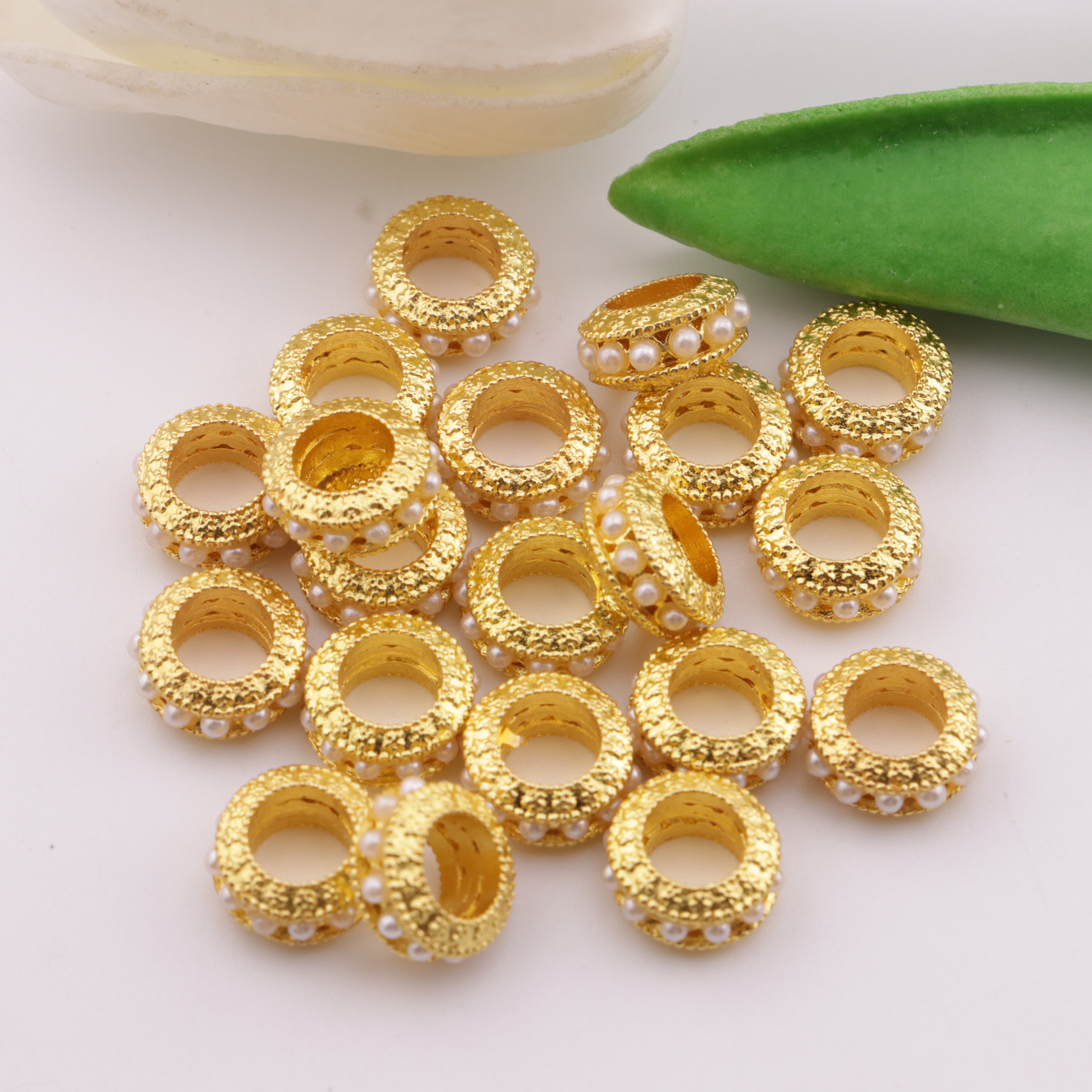 FS4559- 10mm Inlaying Pearl, Inlaid Pearl Metal Spacers