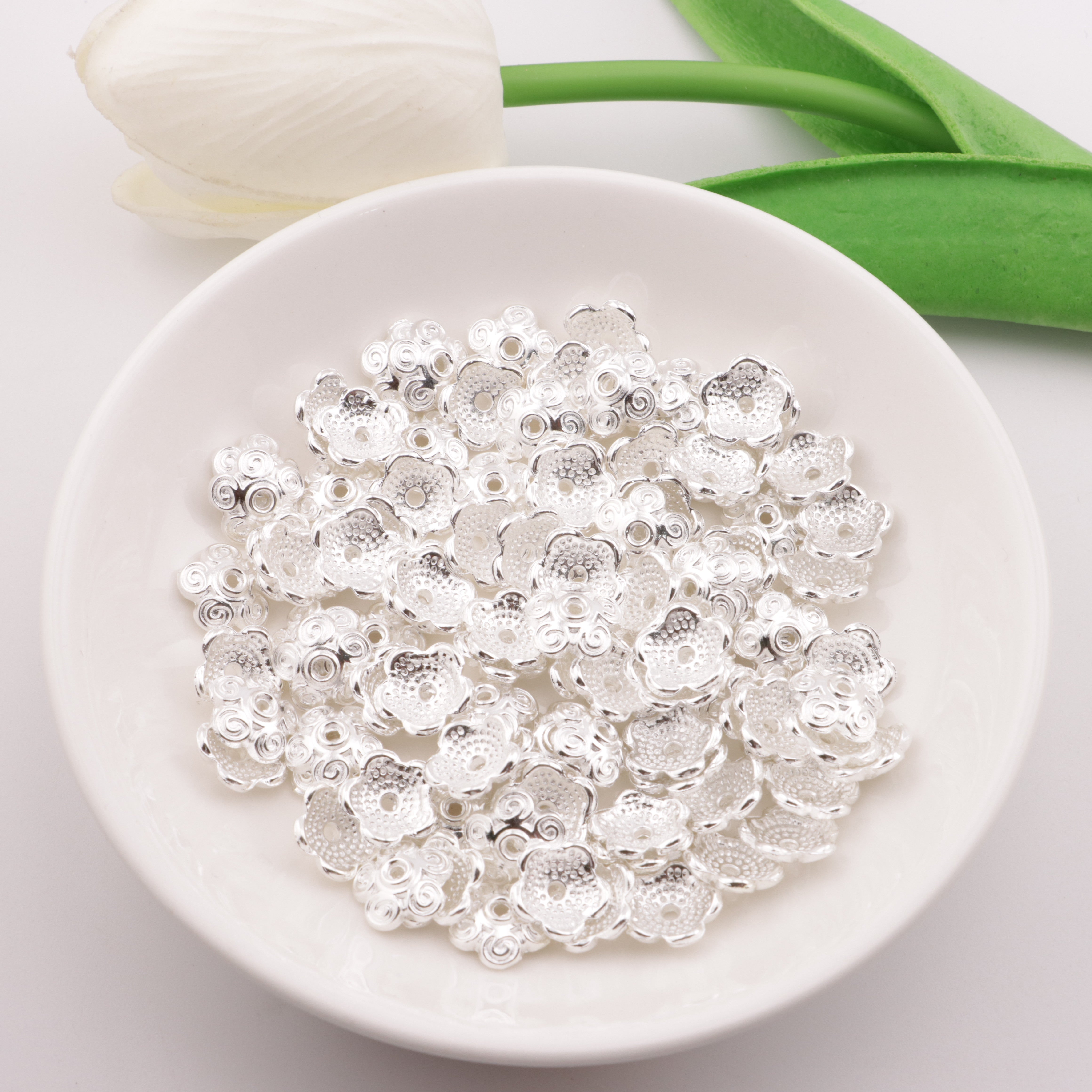 FS3465- 10mm Threaded Flower Holder Spacer Bead (Pen Can Pass Through)