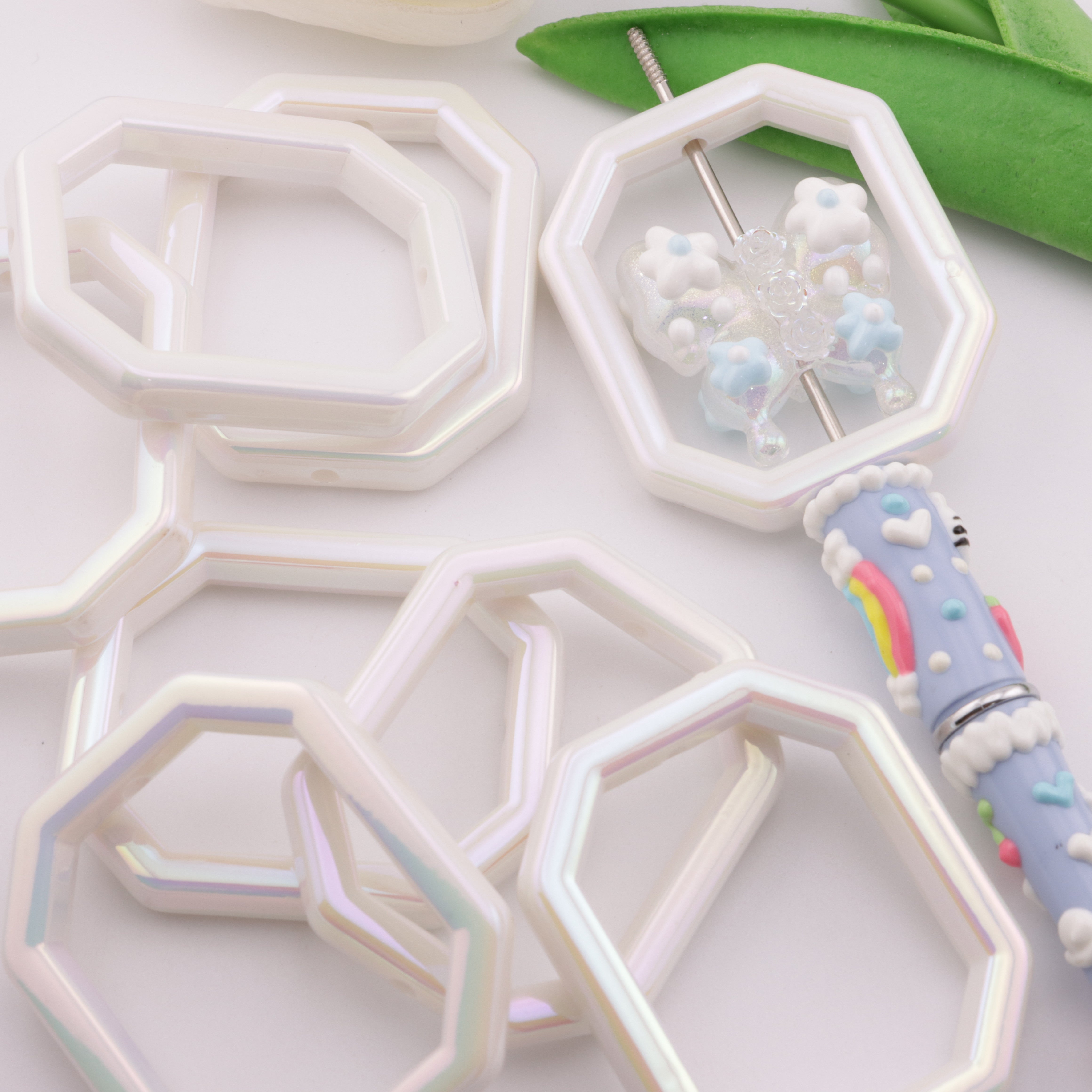 FS0845- 50*41Mm Octagonal Frame Beads Fit For Pen