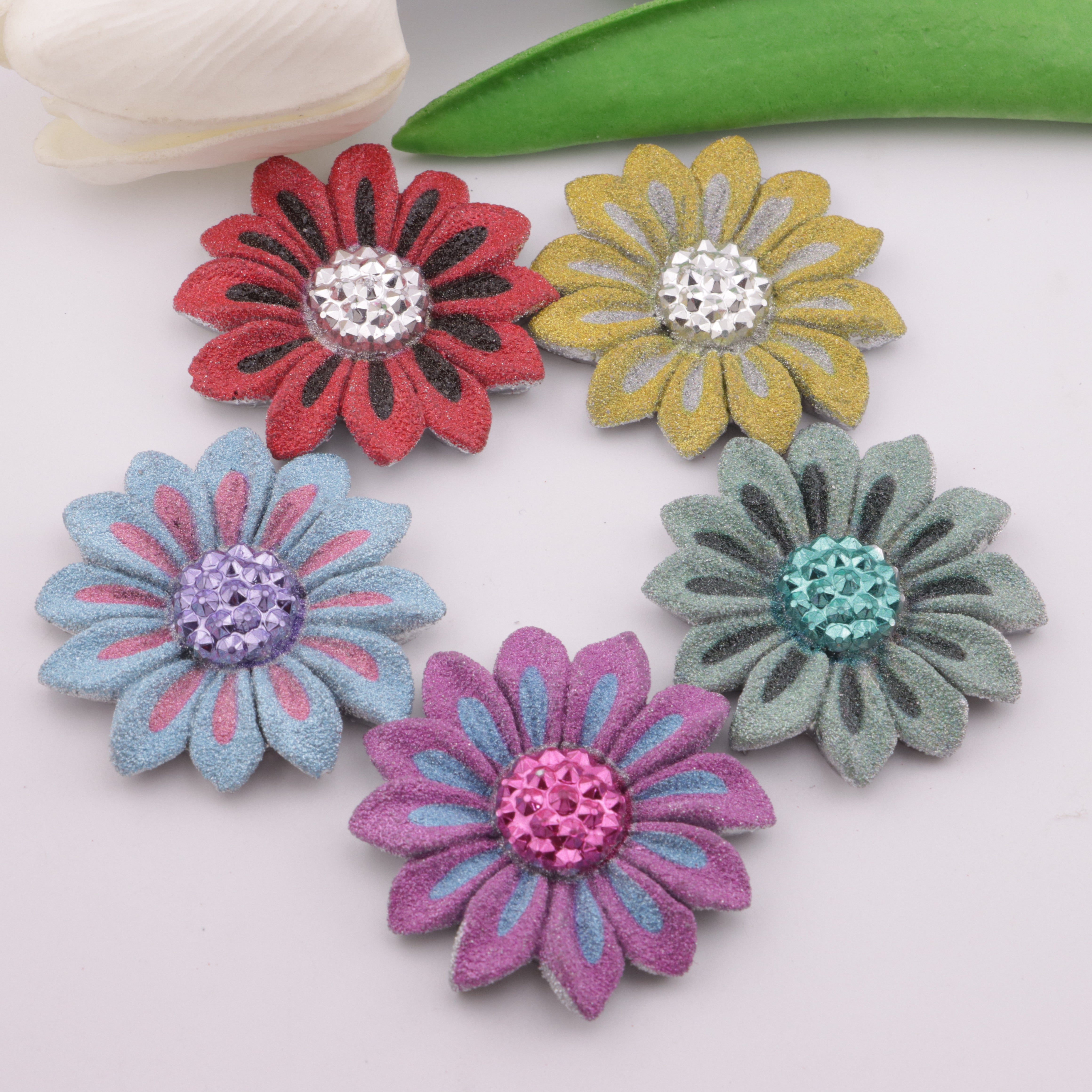 FS5266- 45mm Two - Color Sunflower Charms Double - Colored Sunflower Patches