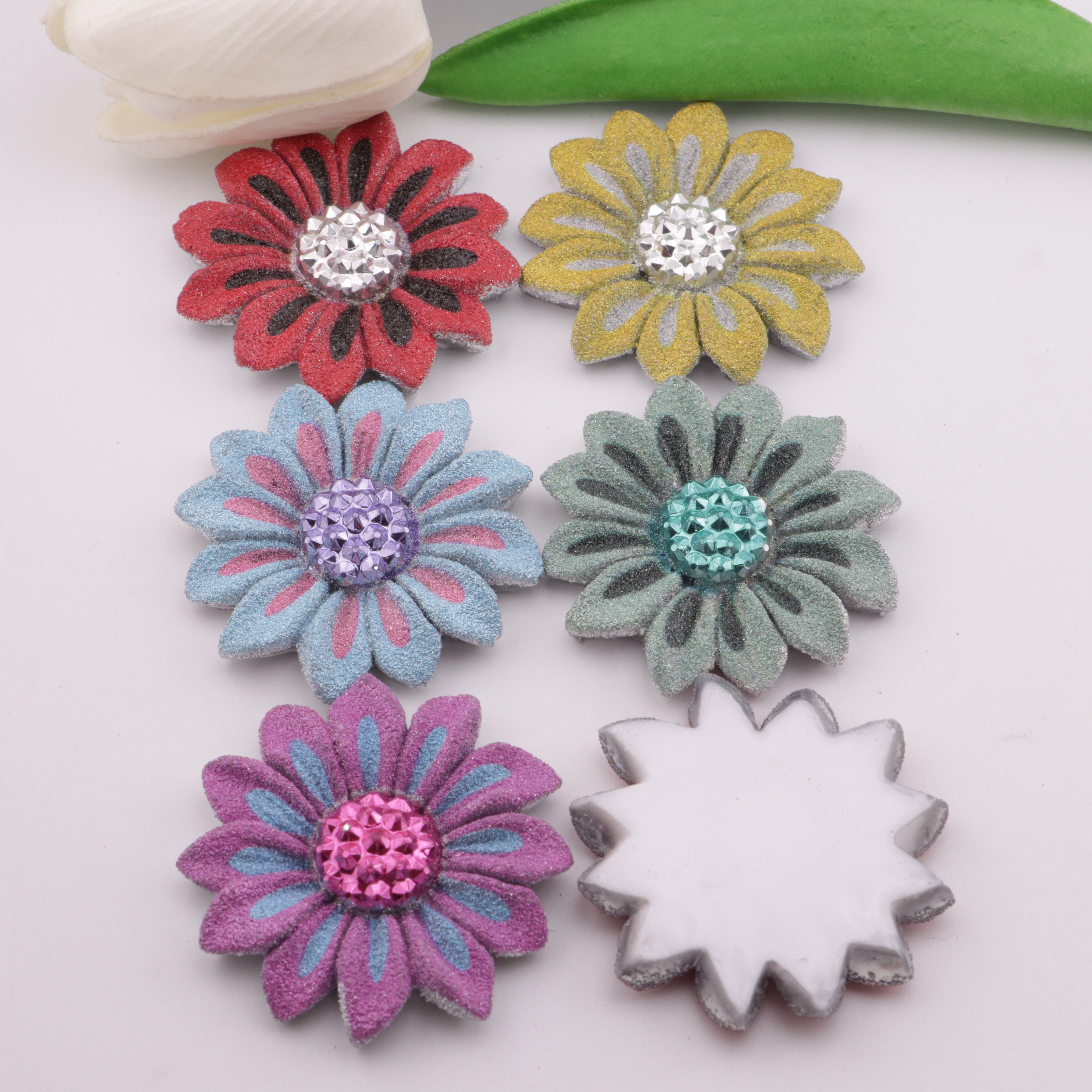 FS5266- 45mm Two - Color Sunflower Charms Double - Colored Sunflower Patches