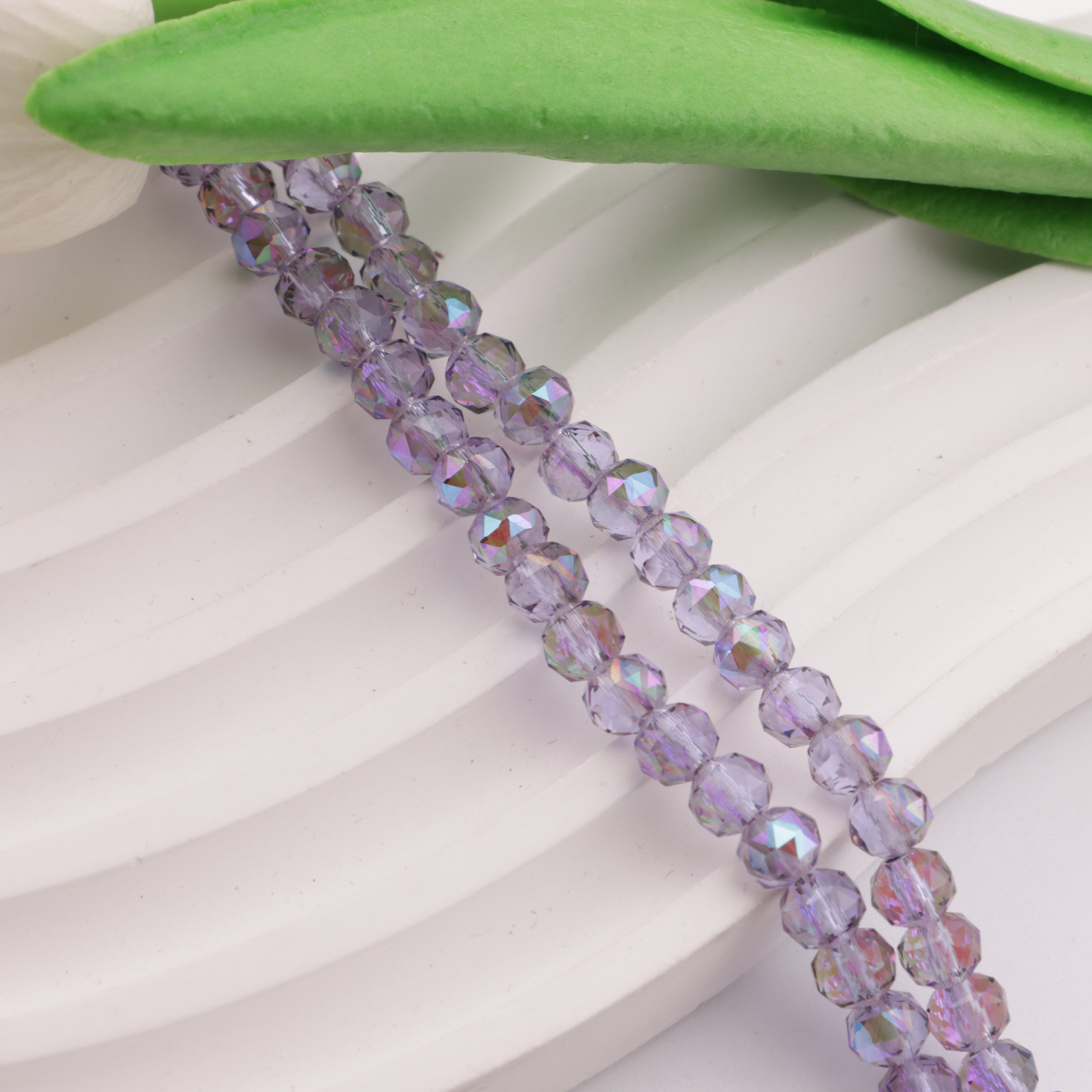 FS5337- About 192 Pcs 6mm Uv Gray Purple Glass Beads Grey - Purple Crystal Glass Beads