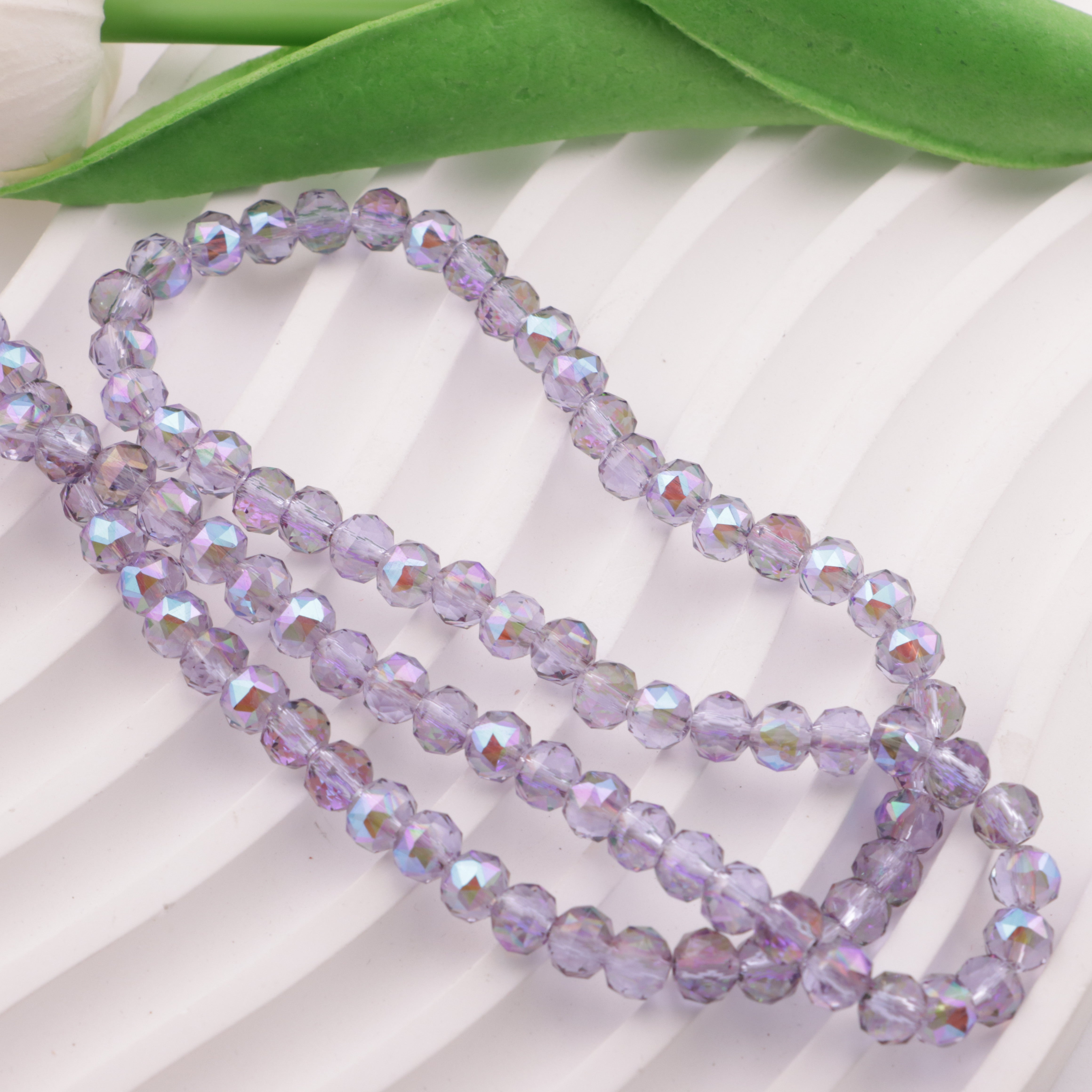 FS5337- About 192 Pcs 6mm Uv Gray Purple Glass Beads Grey - Purple Crystal Glass Beads
