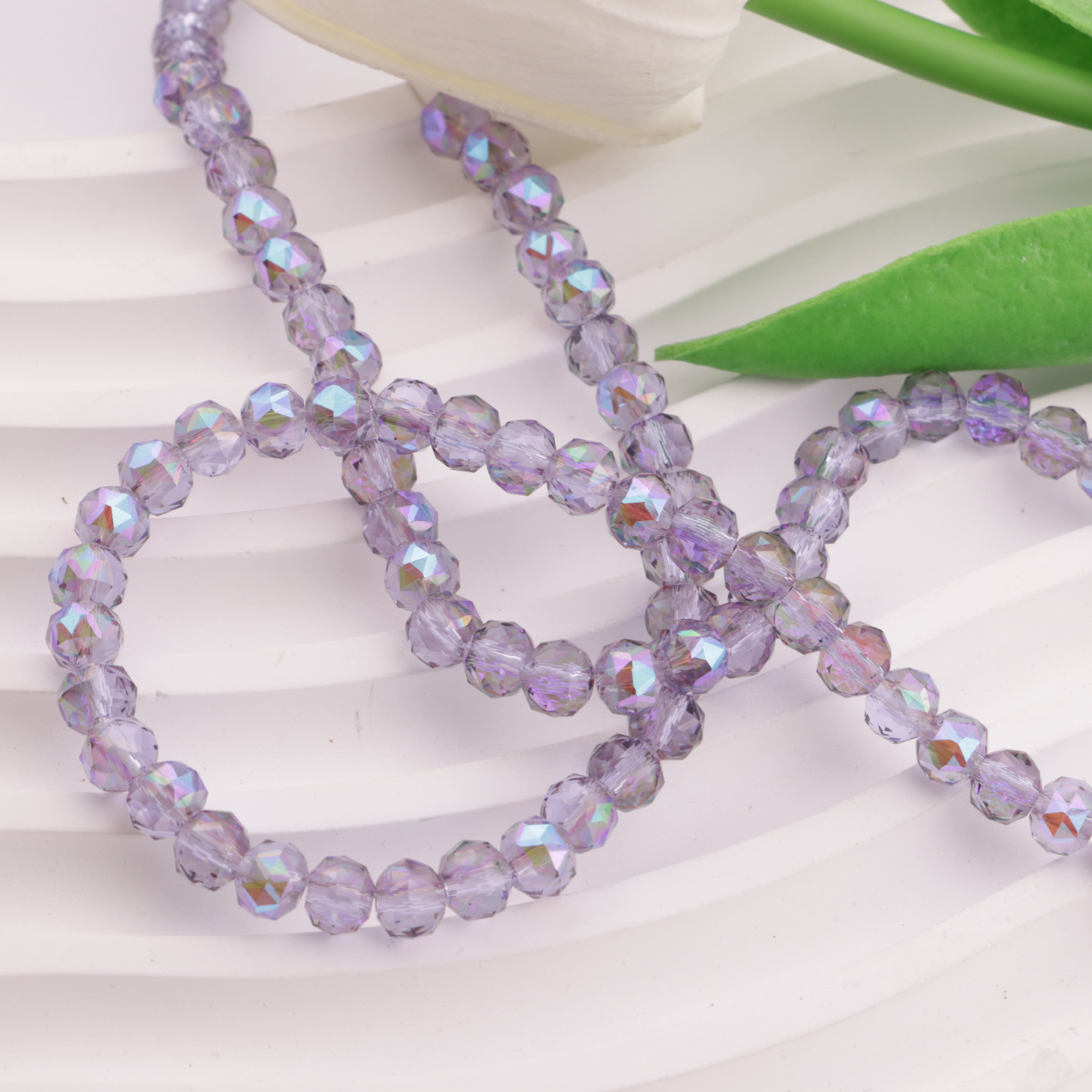 FS5337- About 192 Pcs 6mm Uv Gray Purple Glass Beads Grey - Purple Crystal Glass Beads