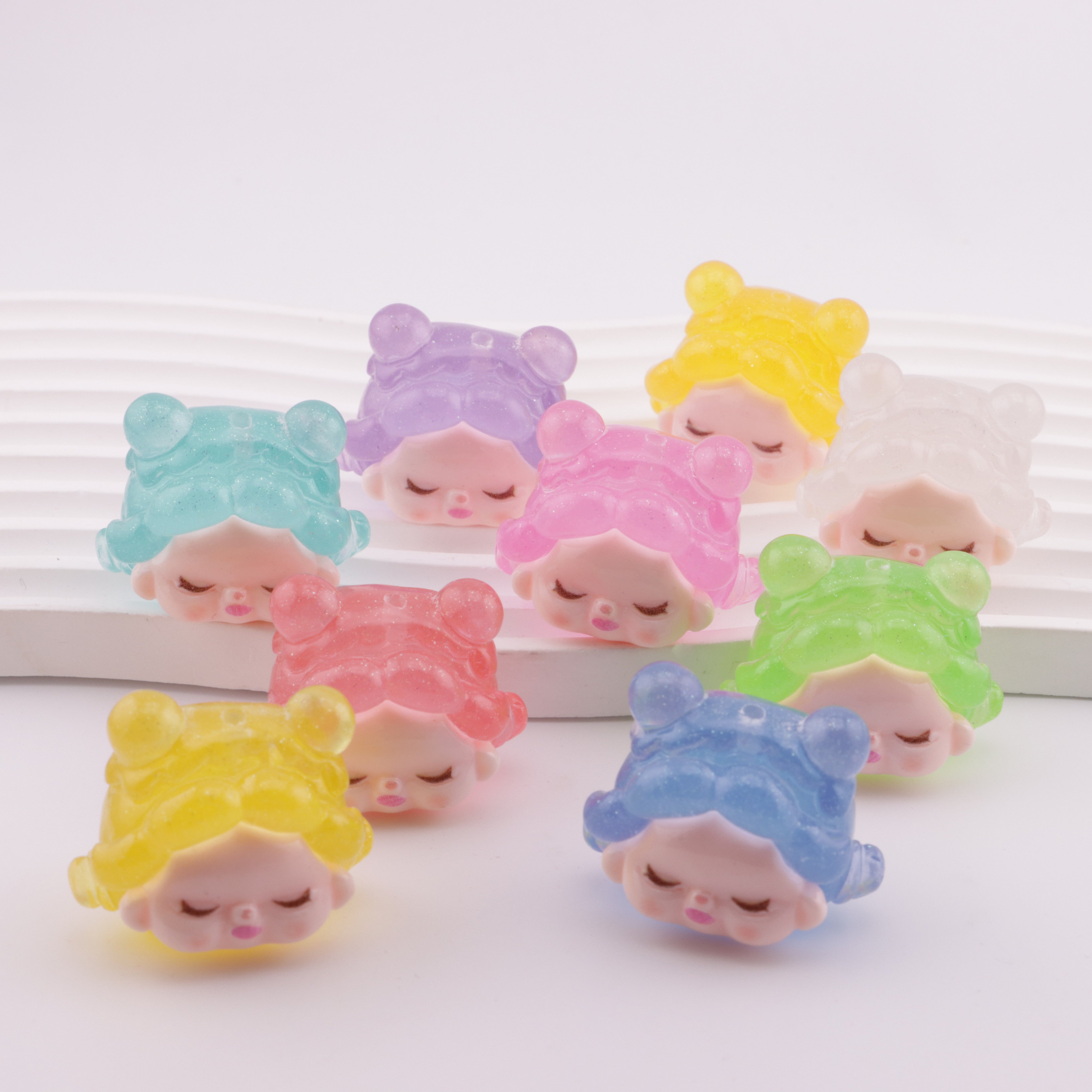 FS3092- Each Set Of Glow-In-The-Dark Little Girl Beads Contains Nine Pieces
